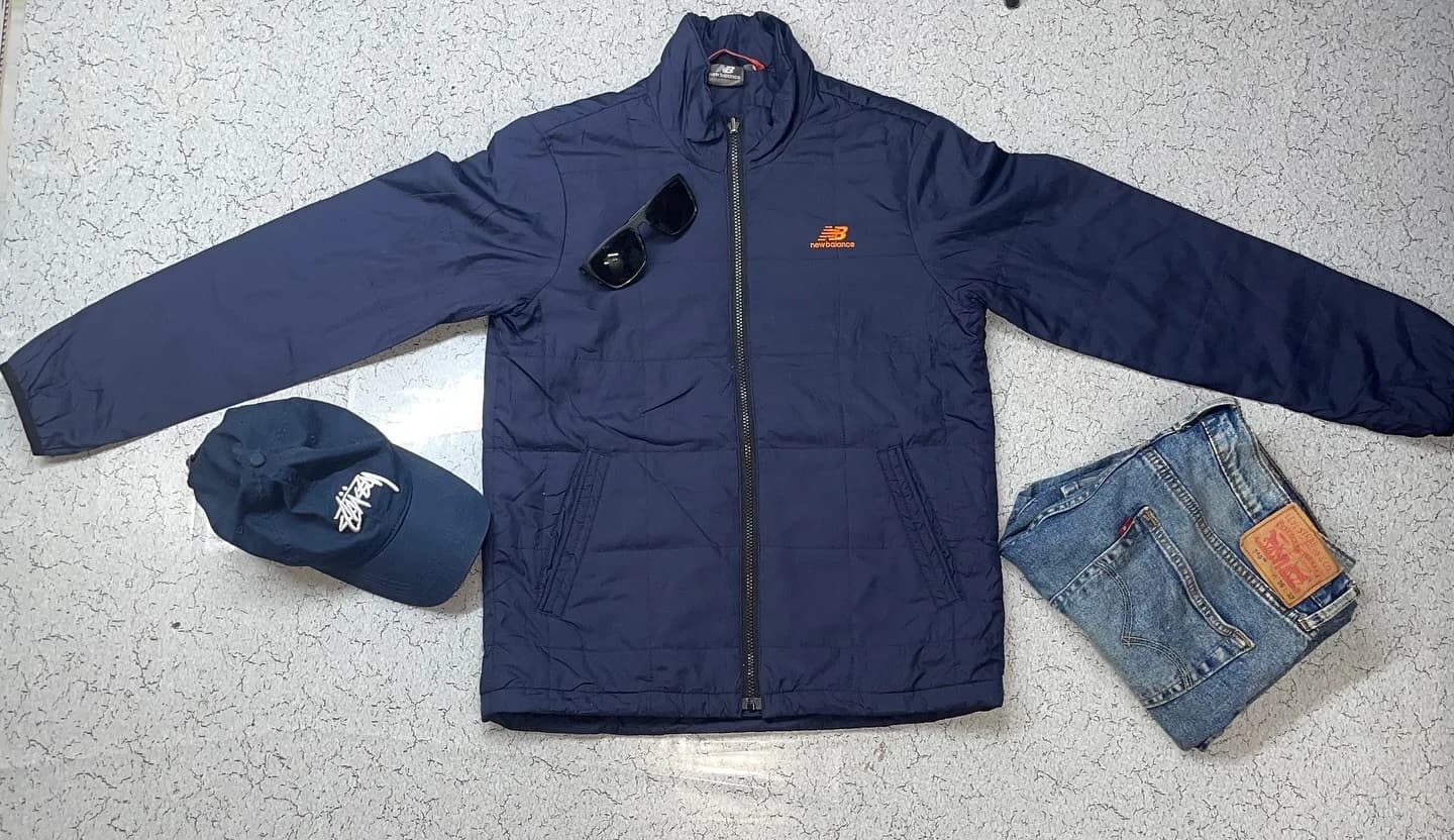 New Balance Blue Puffer Jacket front view