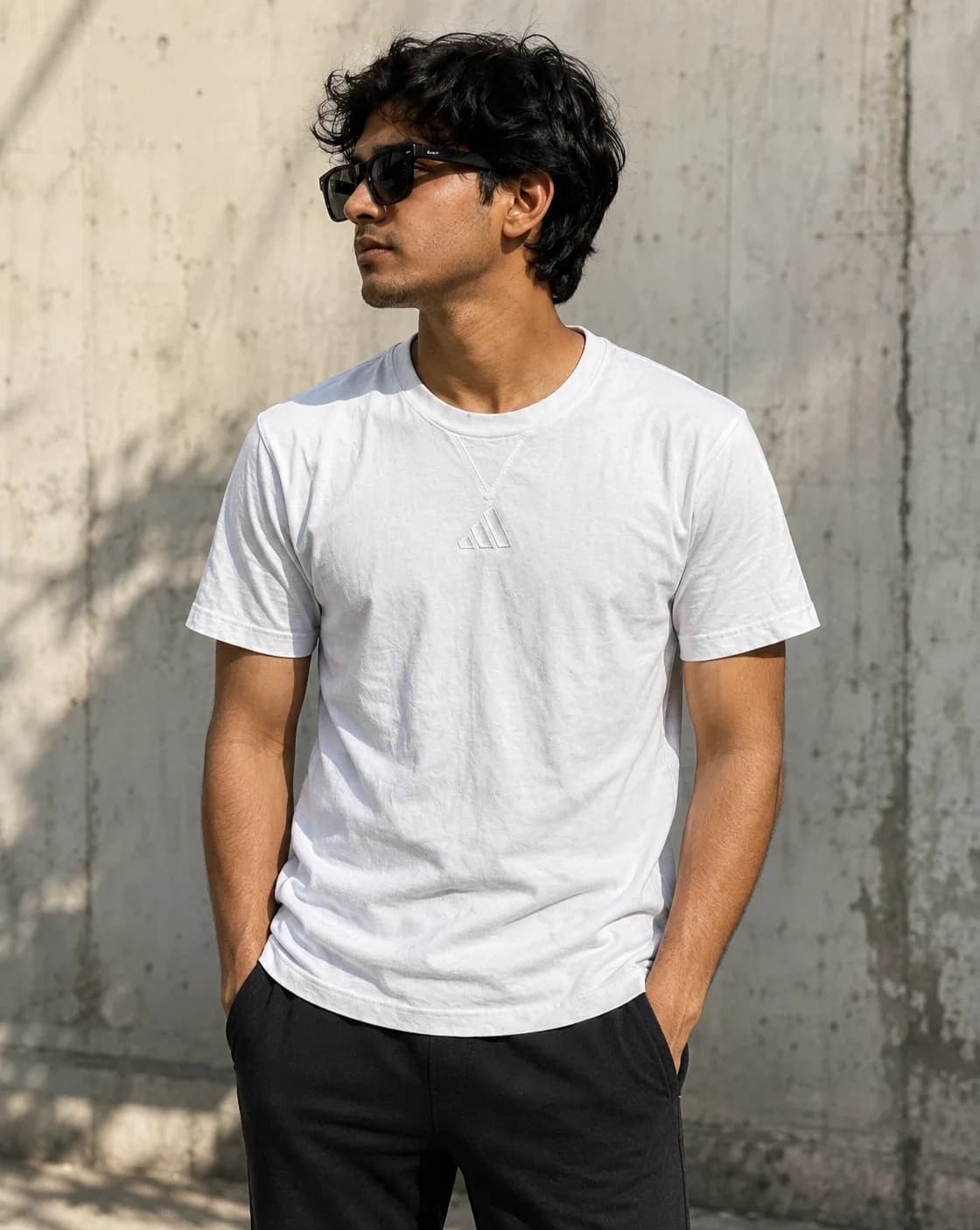 Adidas White T-Shirt front view