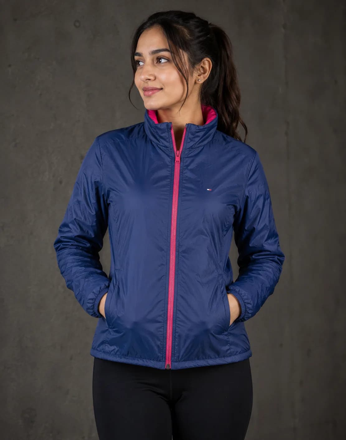 Tommy Hilfiger Navy Puffer Jacket front view