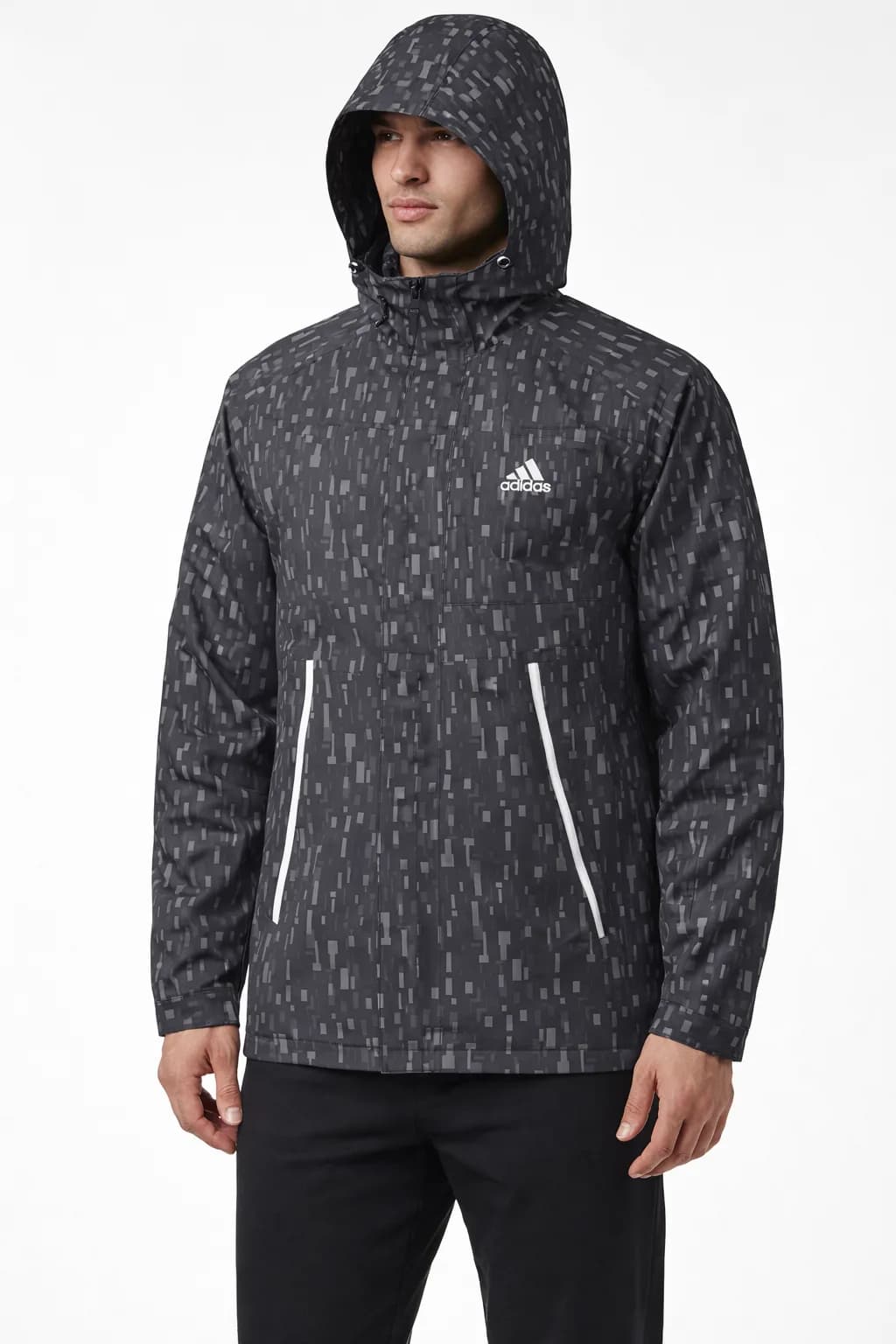 Adidas Black Windbreaker Jacket front view