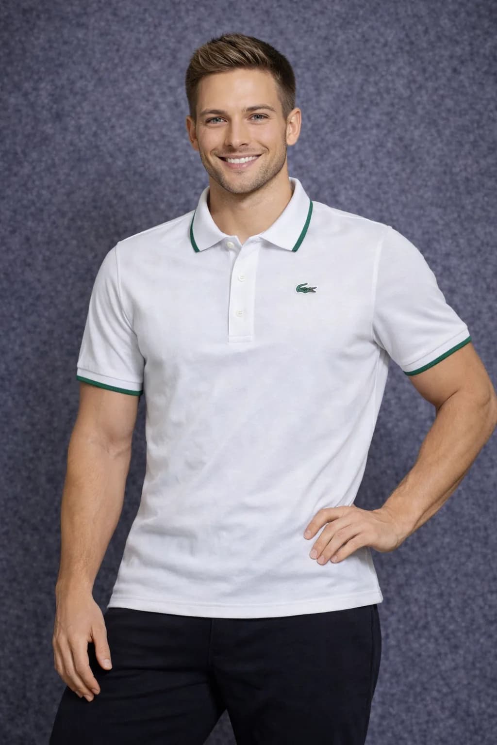 Lacoste White T-Shirt front view