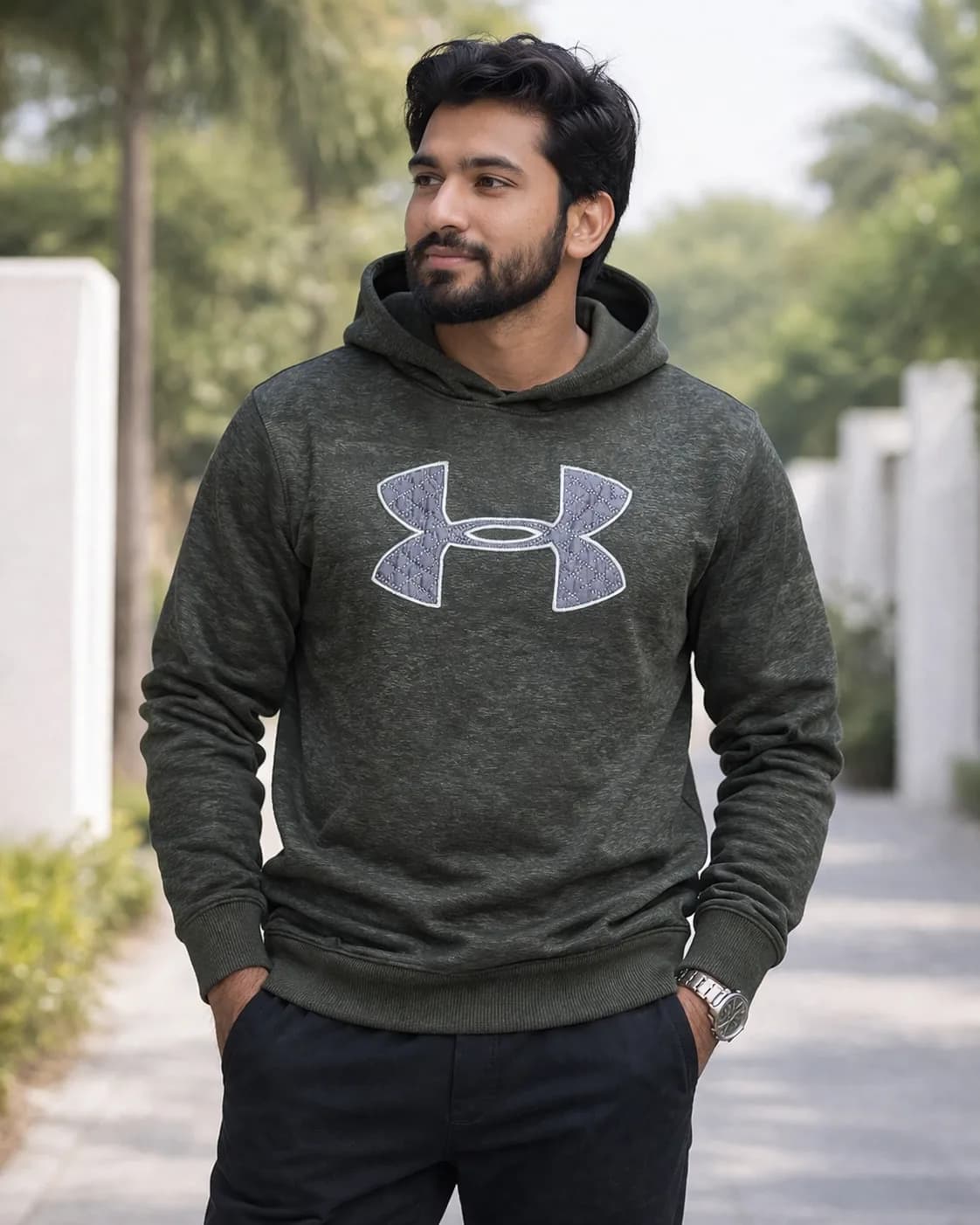 Under Armour Green Hoodie front view