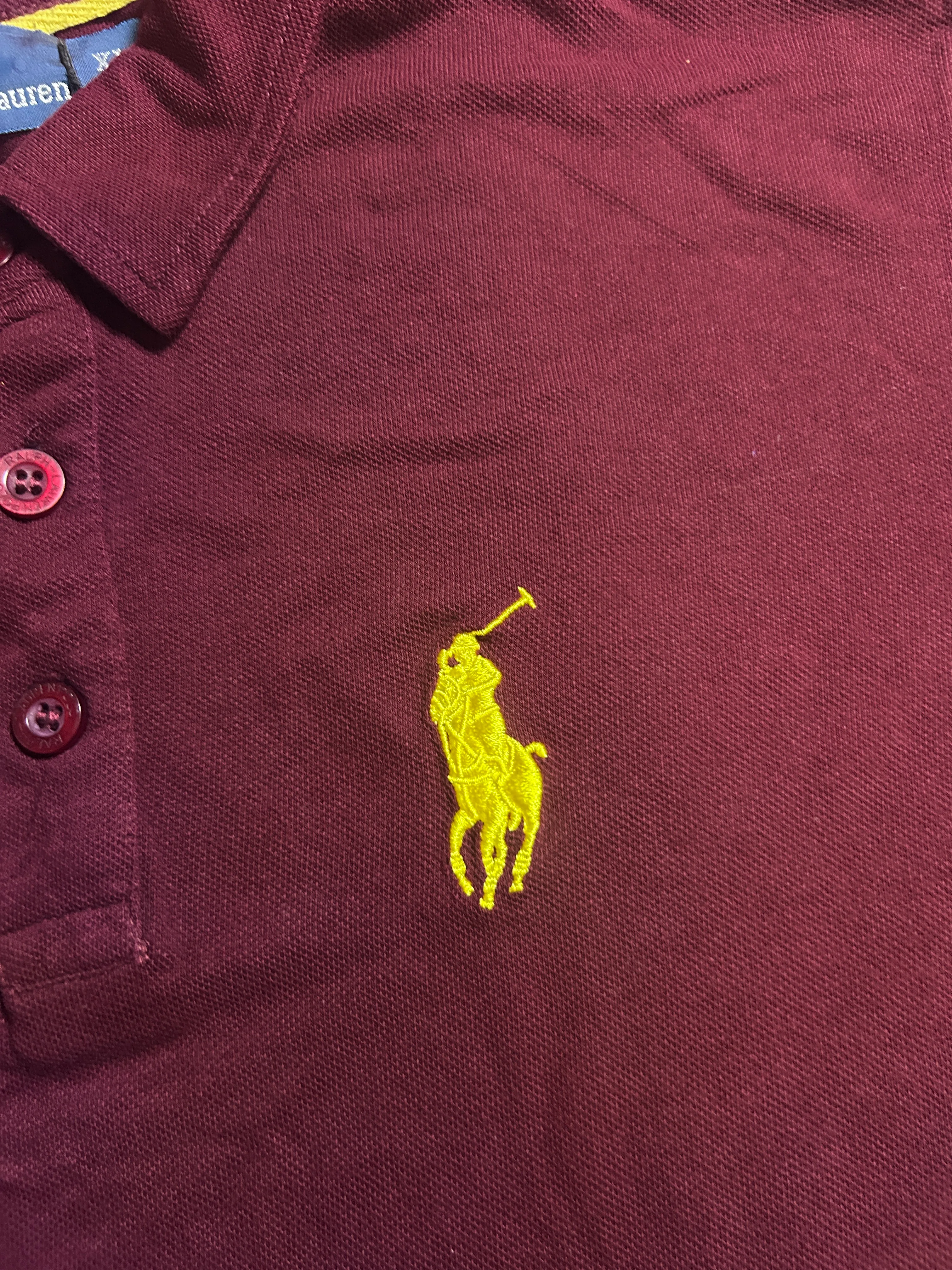 Polo Ralph Lauren Burgundy Yellow Pony Polo Shirt M