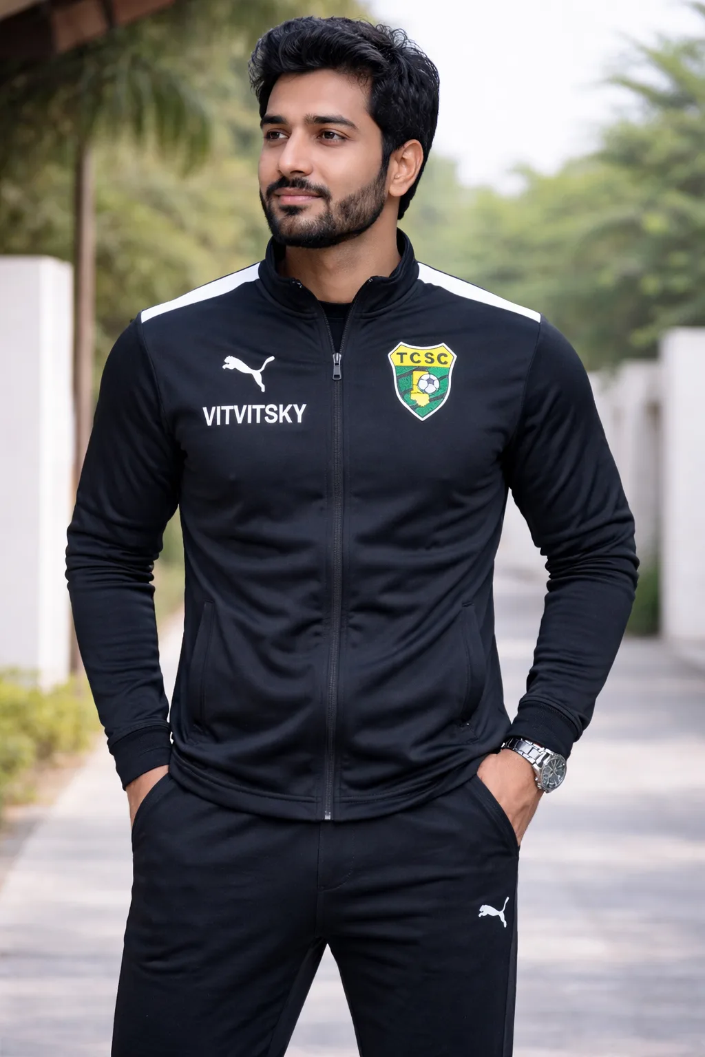 Puma Black Track Jacket front view