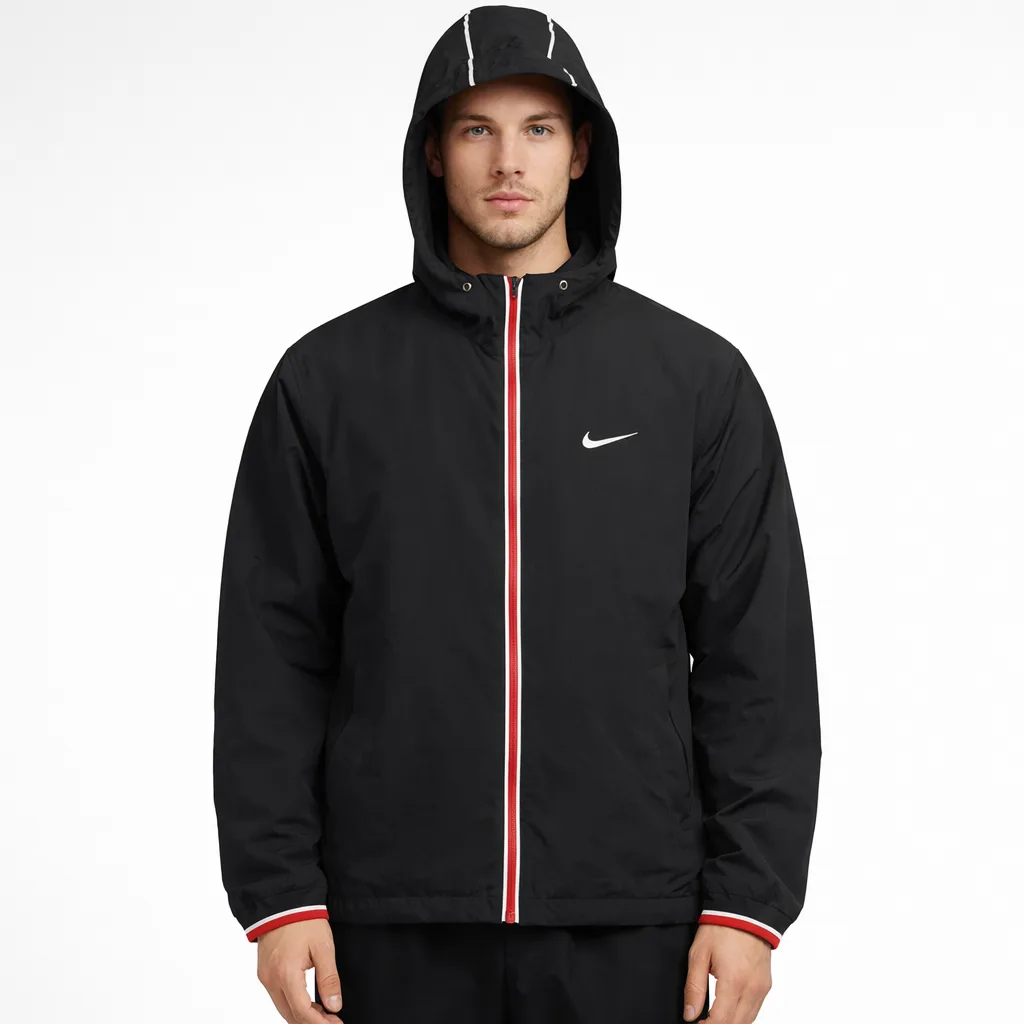 Nike Black Windbreaker Jacket front view