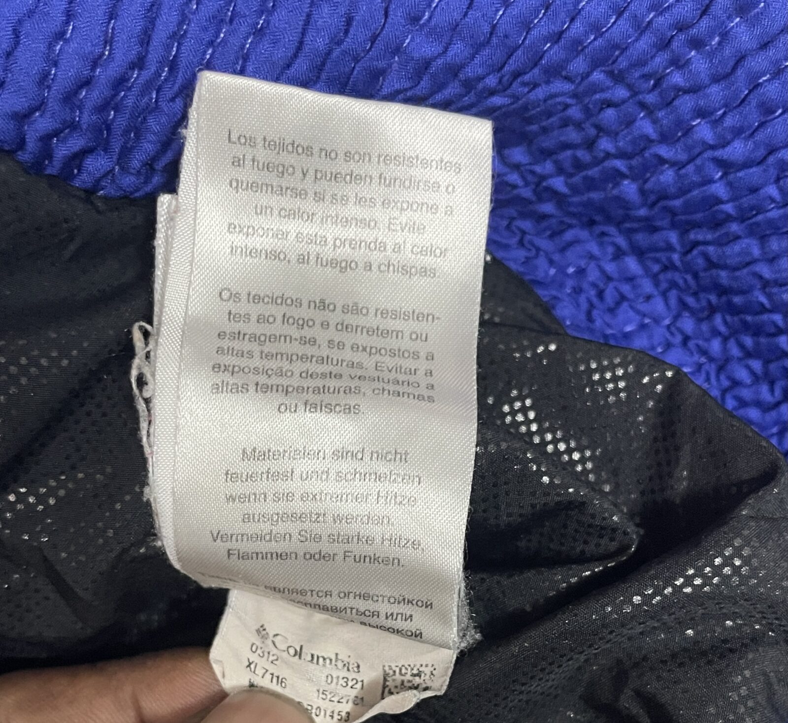 Columbia Blue Jacket detail view