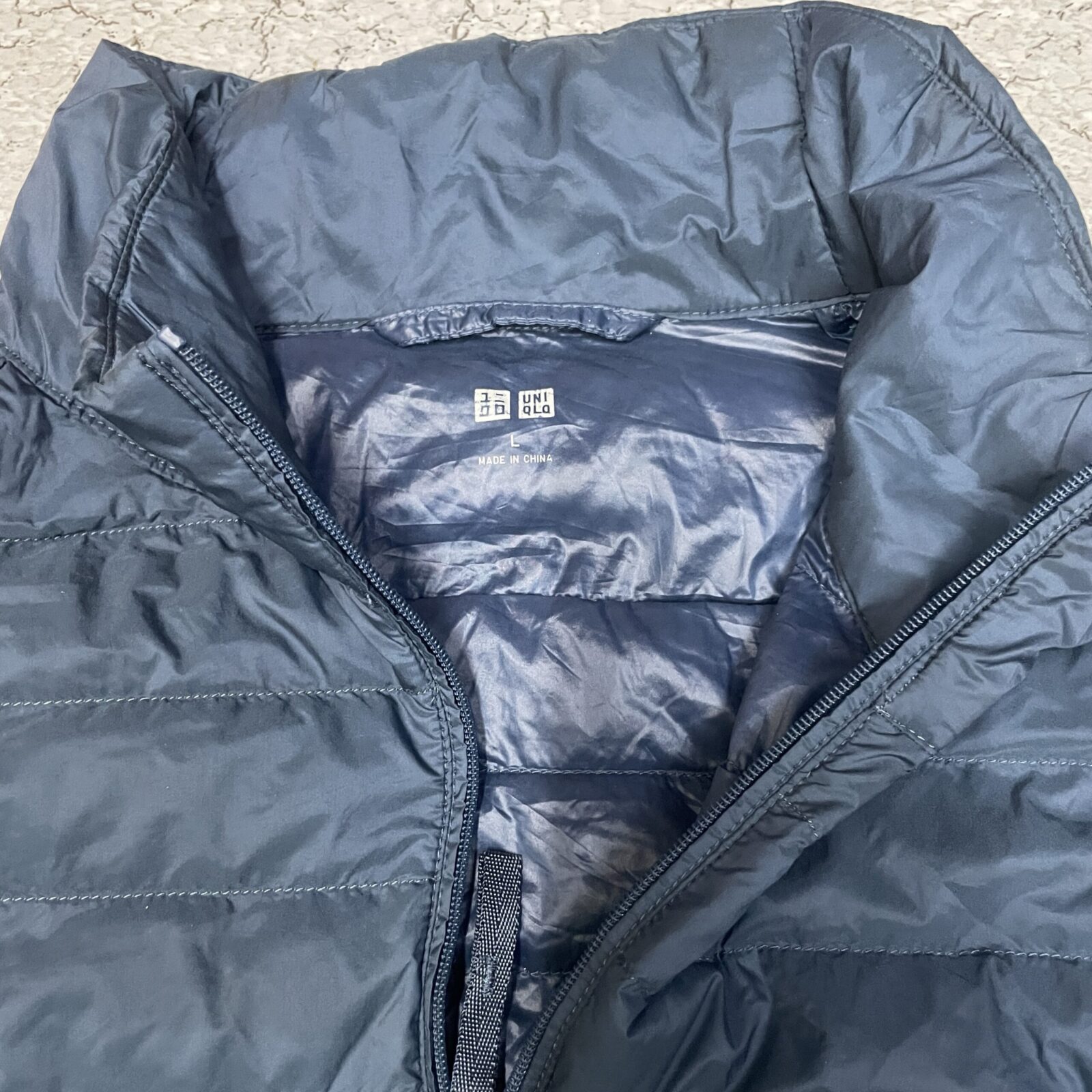 Uniqlo Navy Puffer Jacket back view