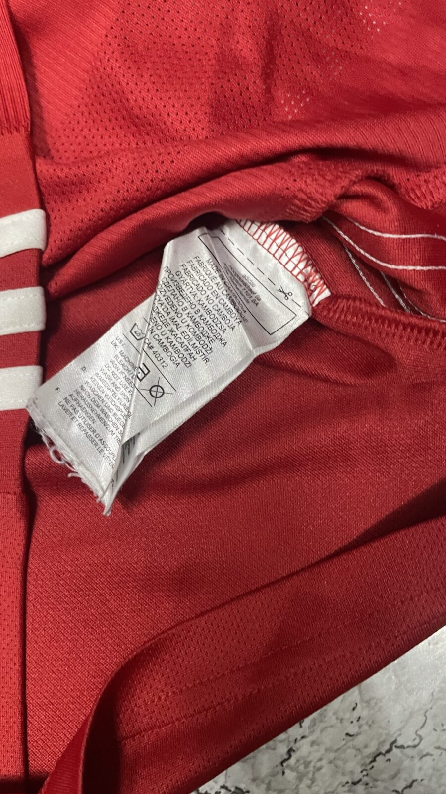 Adidas Red Jersey detail view