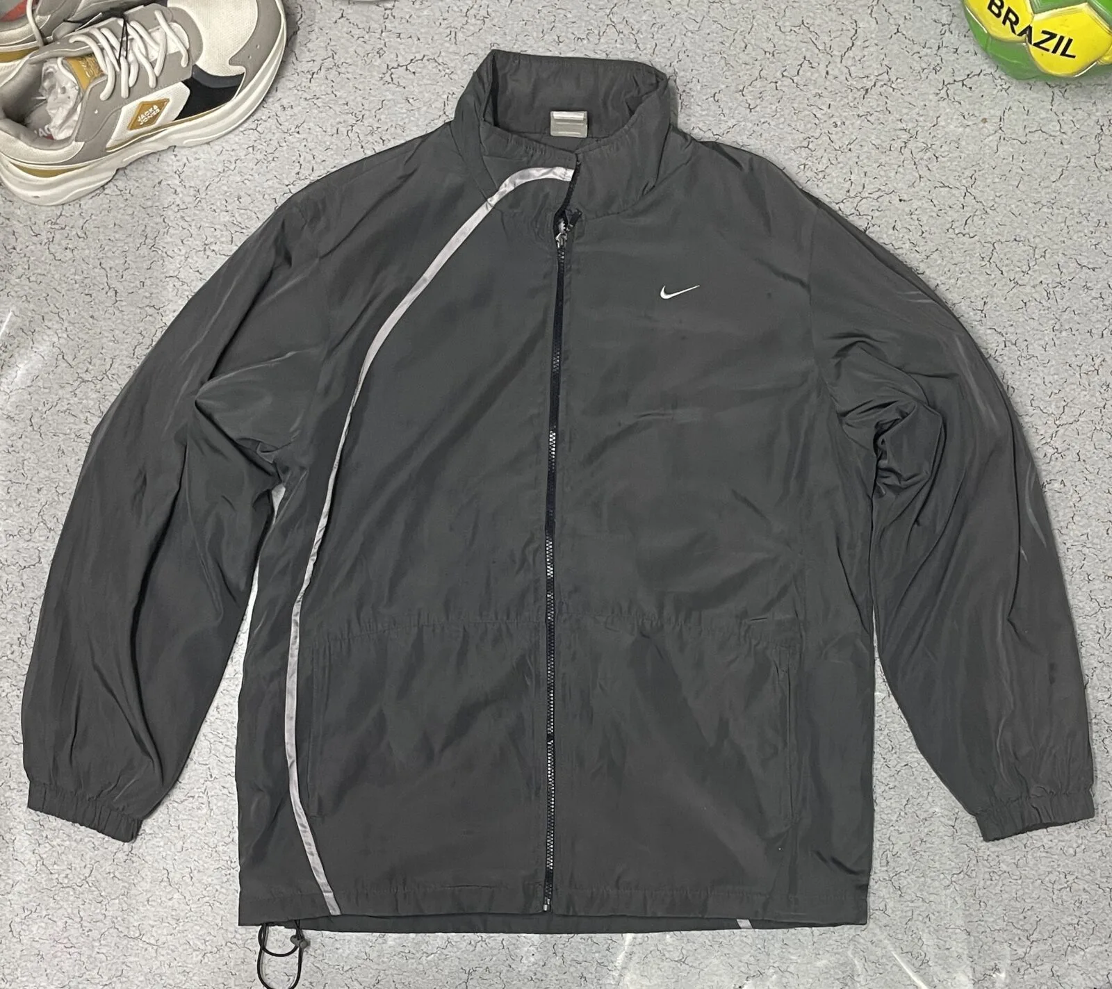 Nike Grey Windbreaker Jacket front view