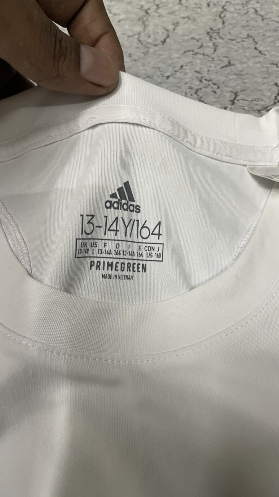 Adidas White T-Shirt detail view