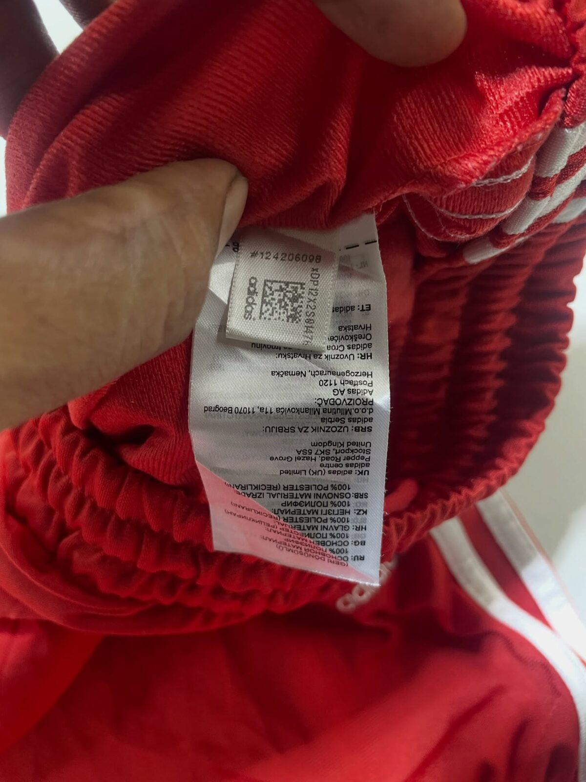 Adidas Red Track Pants detail view
