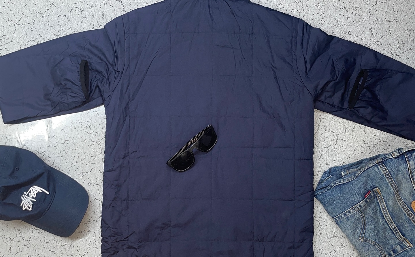New Balance Blue Puffer Jacket detail view