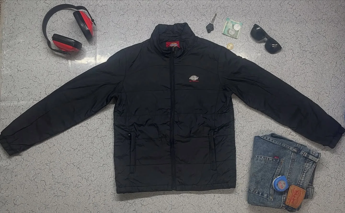 Dickies Red Puffer Jacket front view