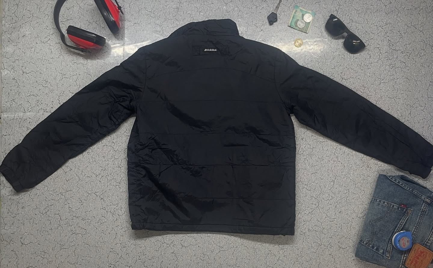 Dickies Red Puffer Jacket back view