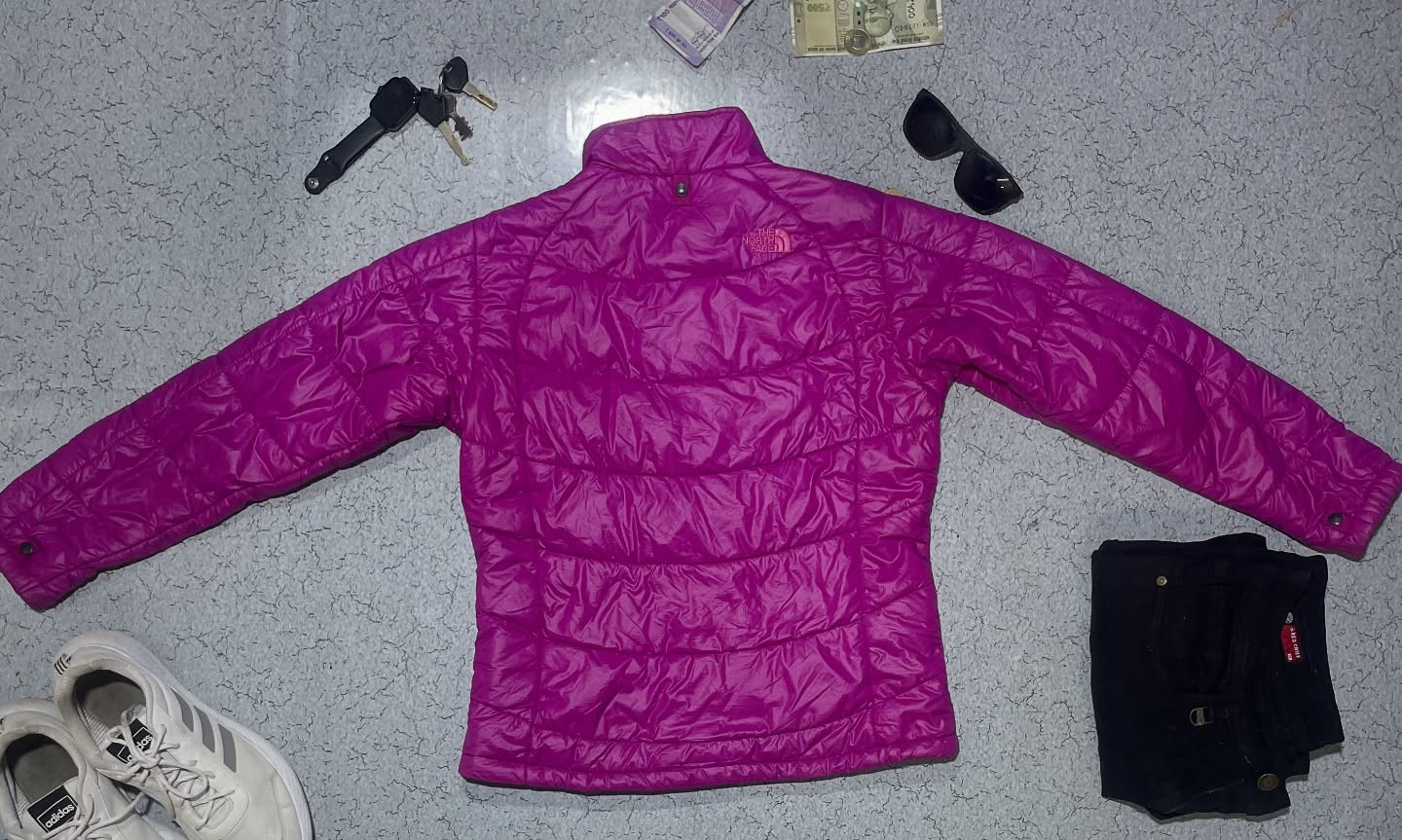 The North Face Pink Puffer Jacket detail view