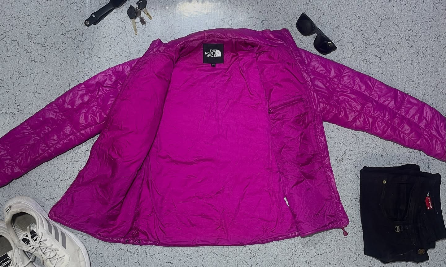 The North Face Pink Puffer Jacket back view