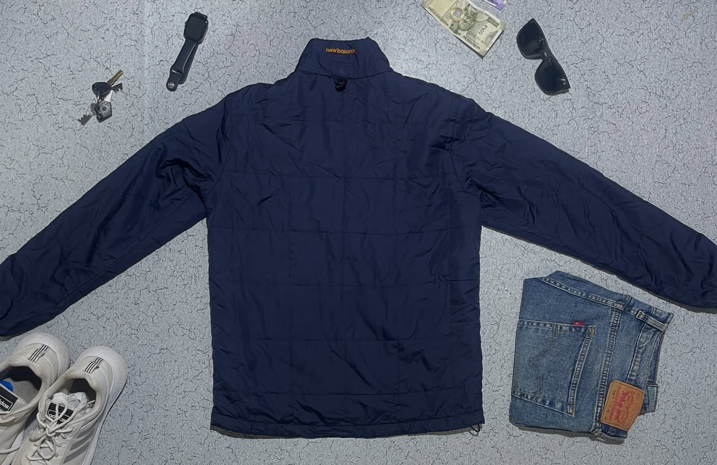 New Balance Blue Puffer Jacket back view