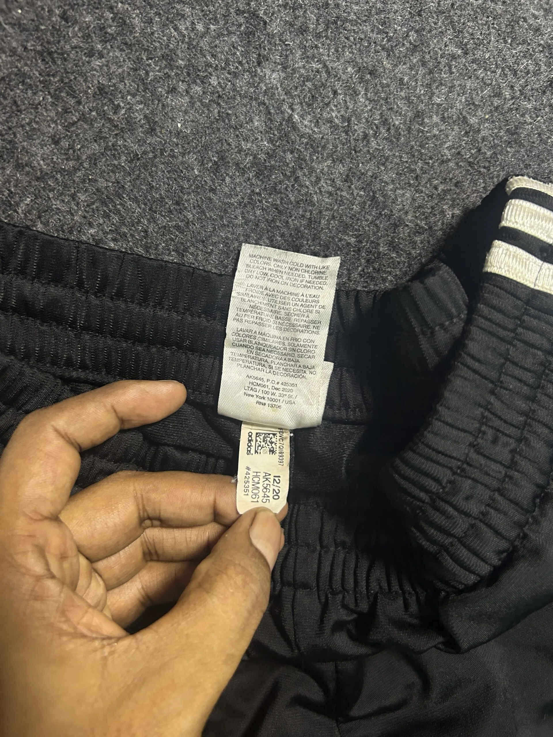 Adidas Black Track Pants back view