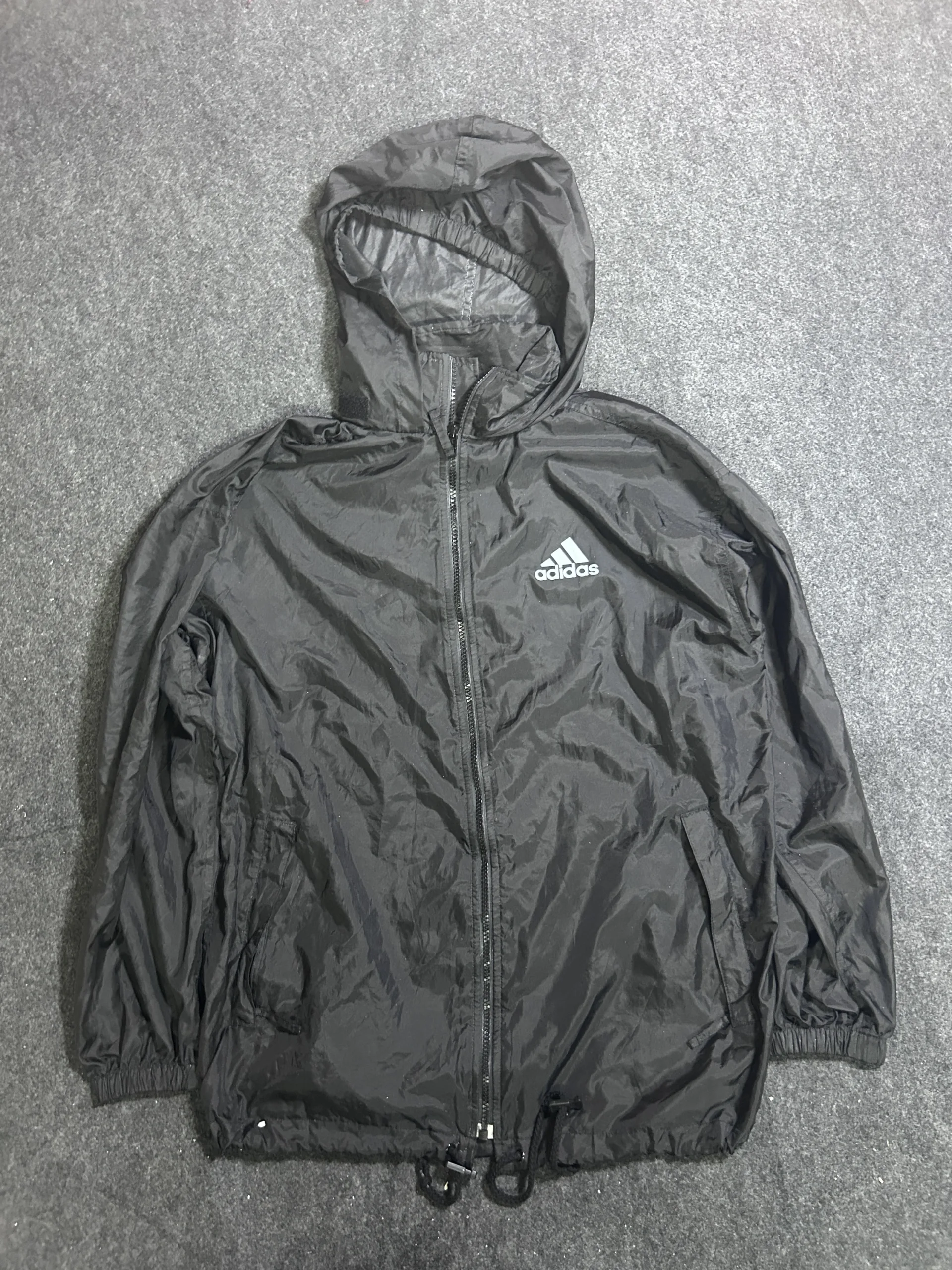 Adidas Black Windbreaker Jacket front view
