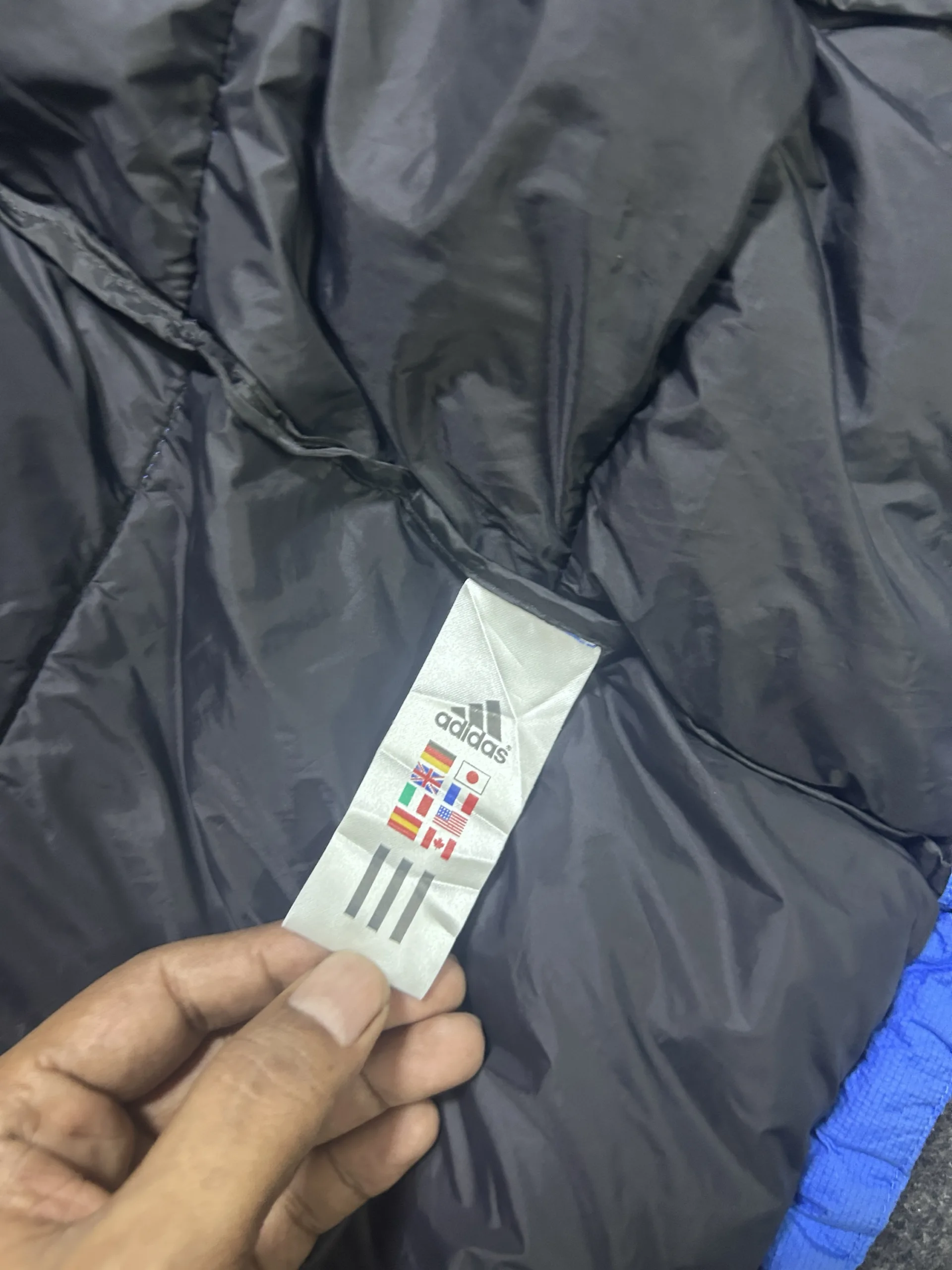 Adidas Blue Puffer Jacket back view