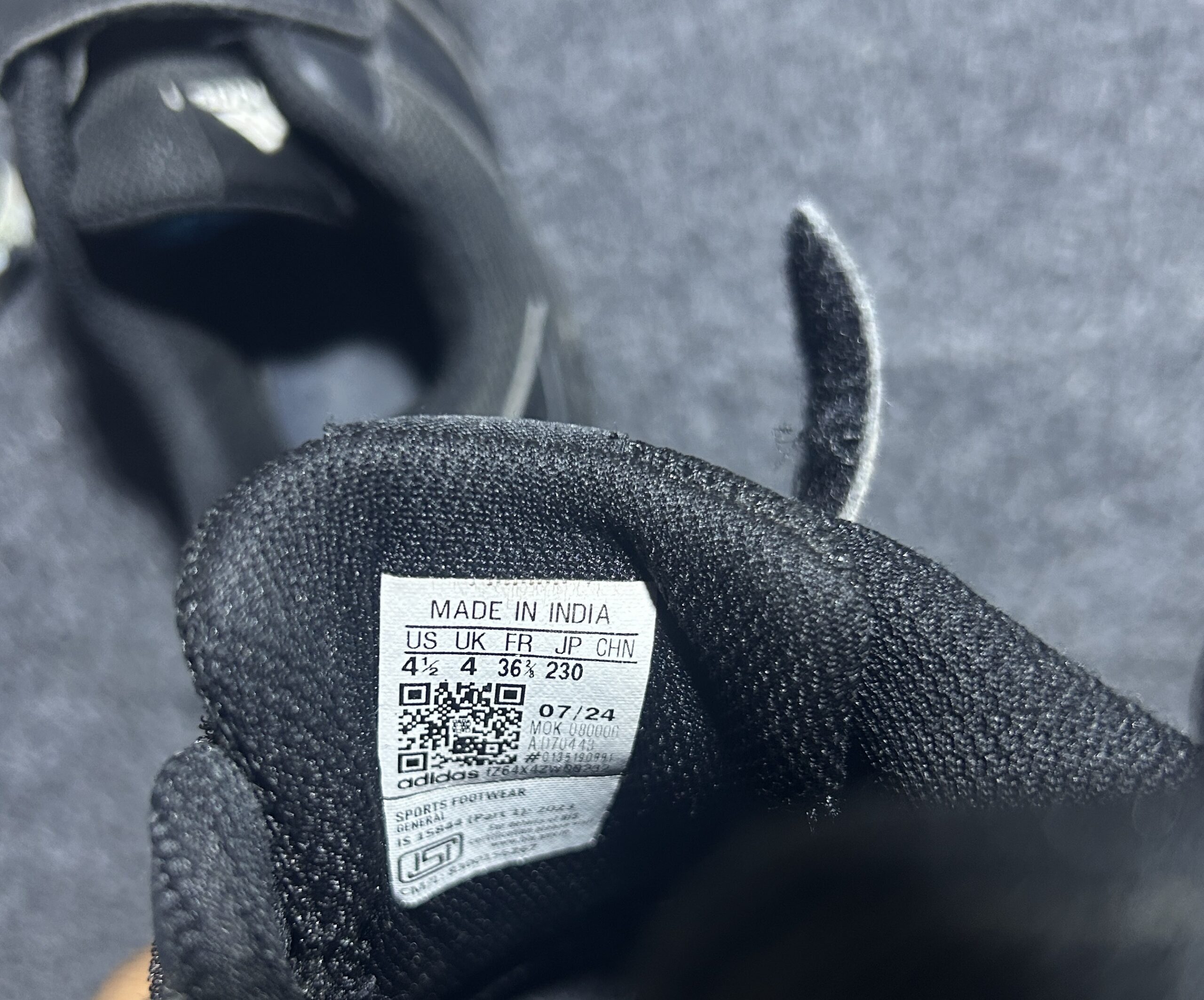 Adidas Black simple back view