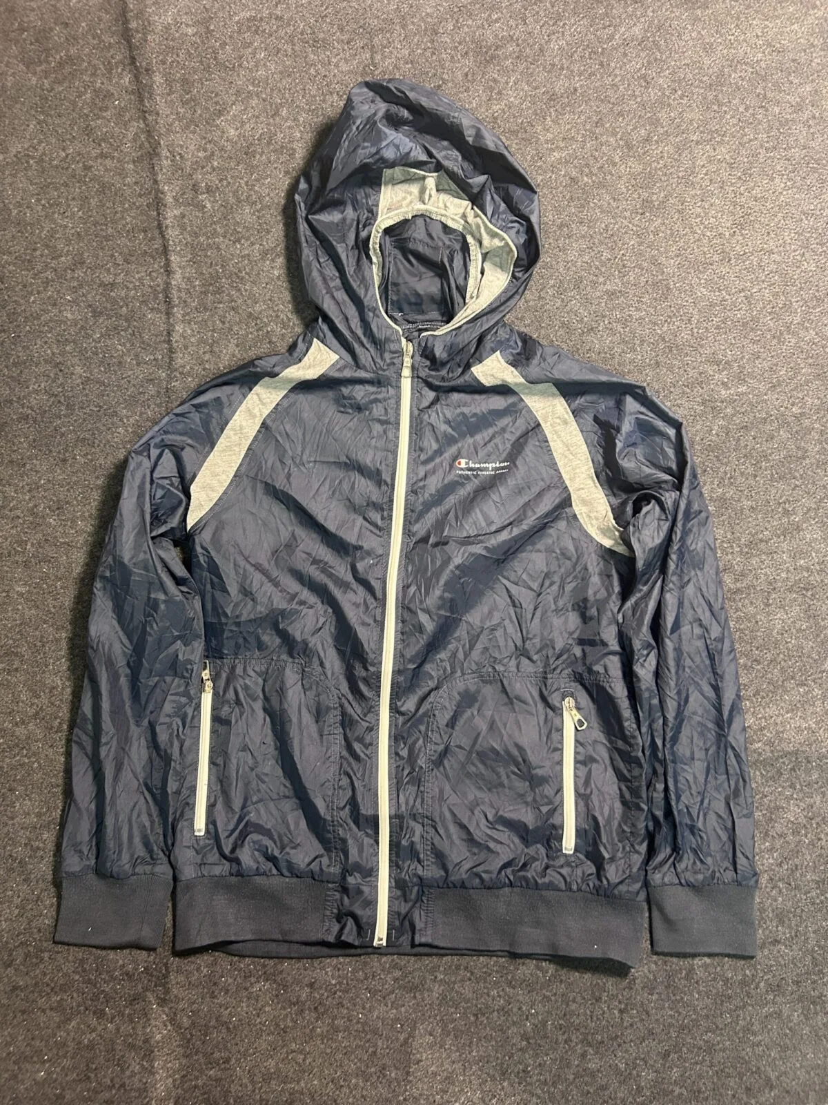 Champion Grey Windbreaker Jacket front view