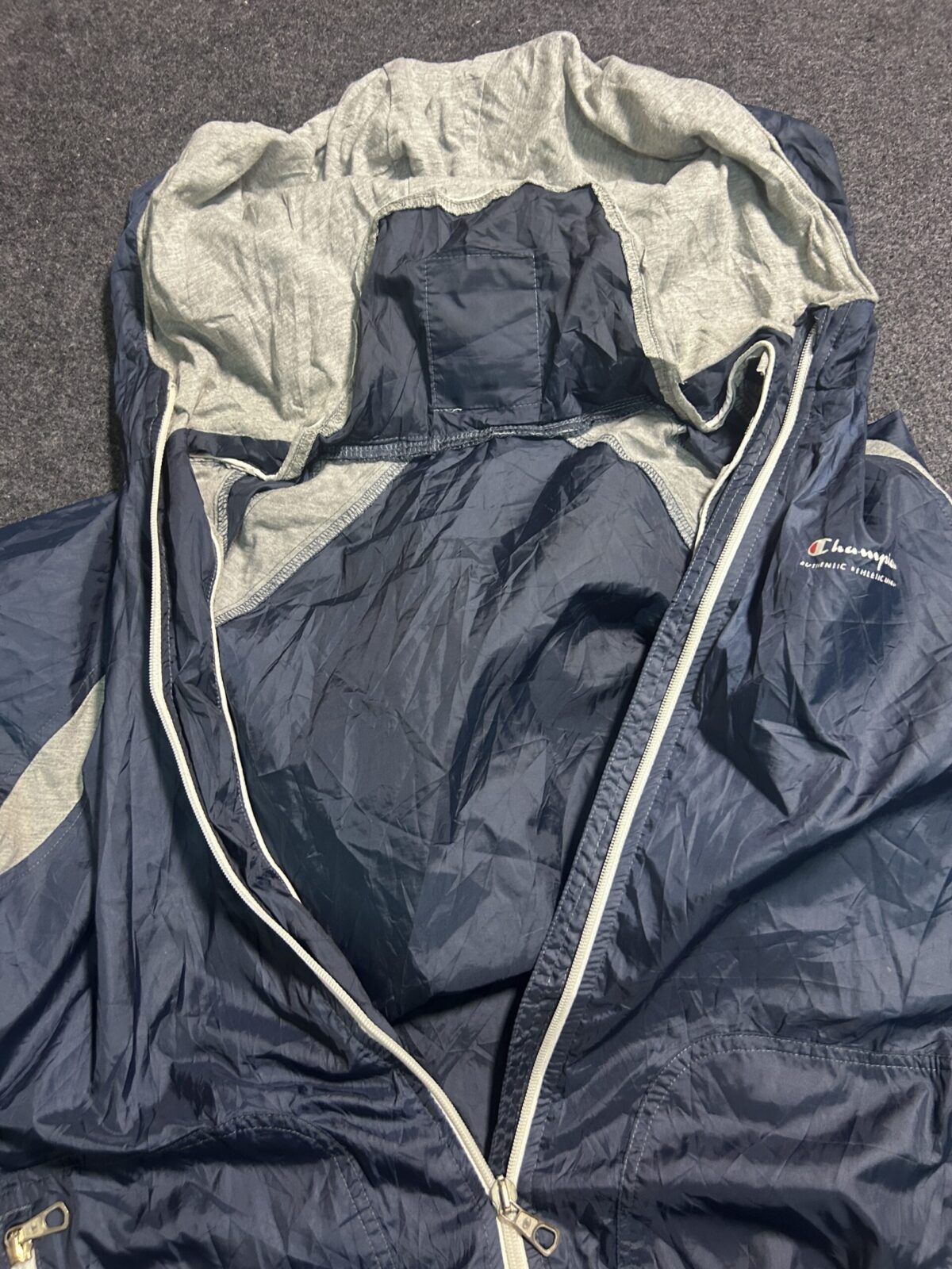 Champion Grey Windbreaker Jacket back view