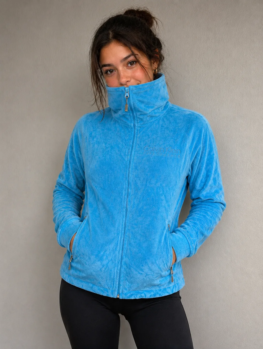 Calvin Klein Blue Fleece Jacket front view