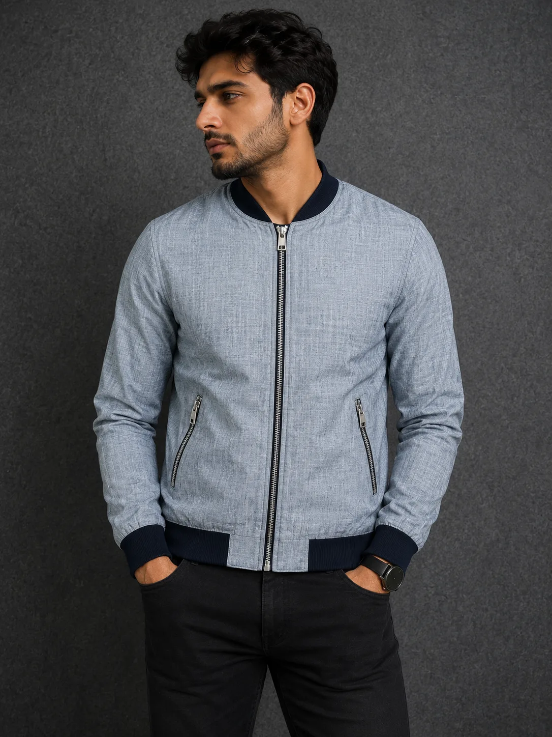 Jack & Jones Grey Jacket front view