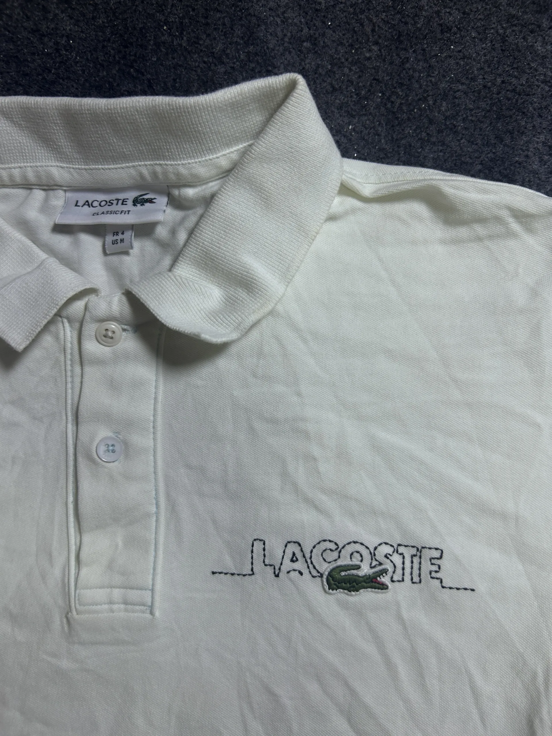 Lacoste White T-Shirt detail view