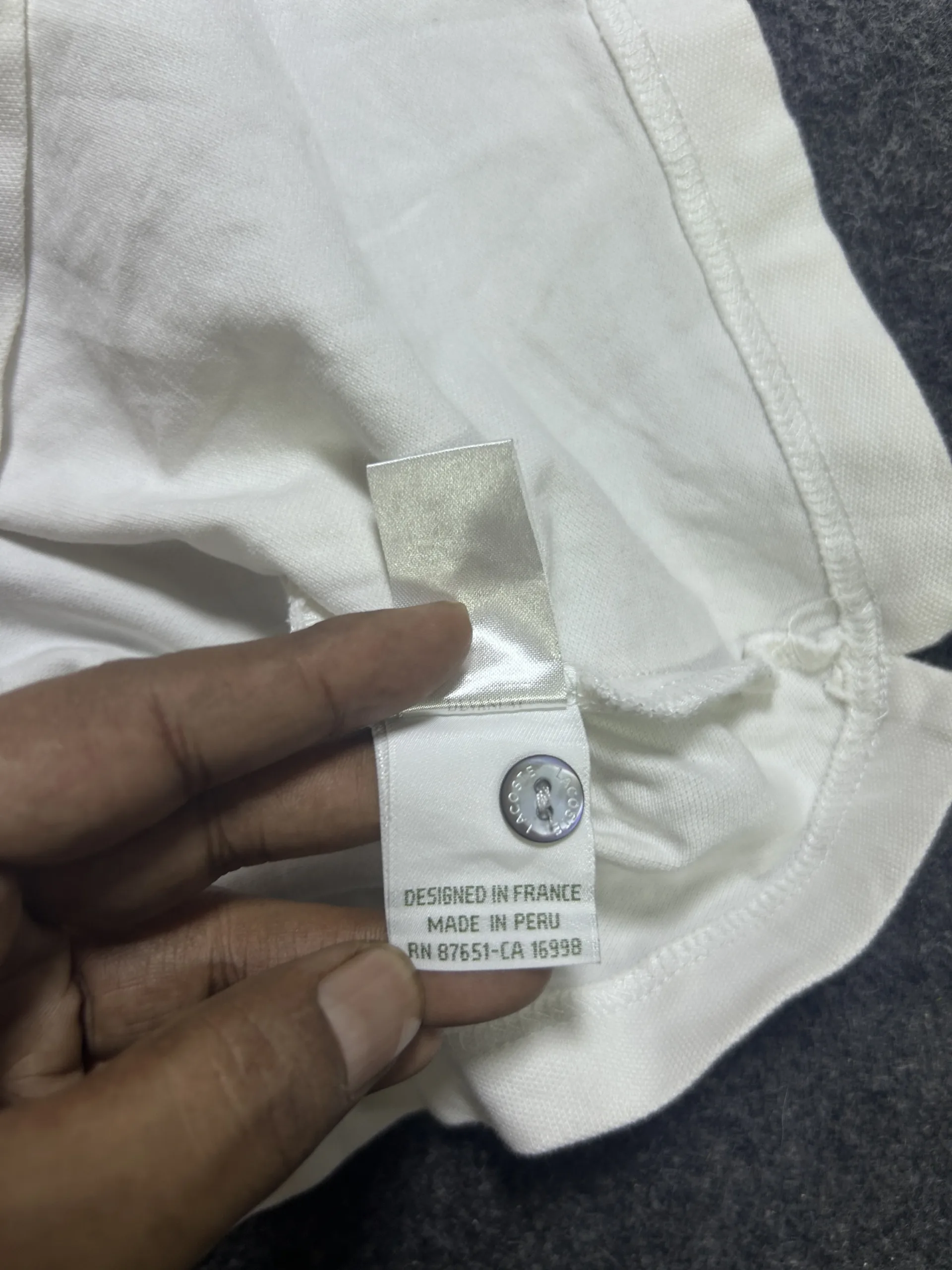 Lacoste White T-Shirt detail view