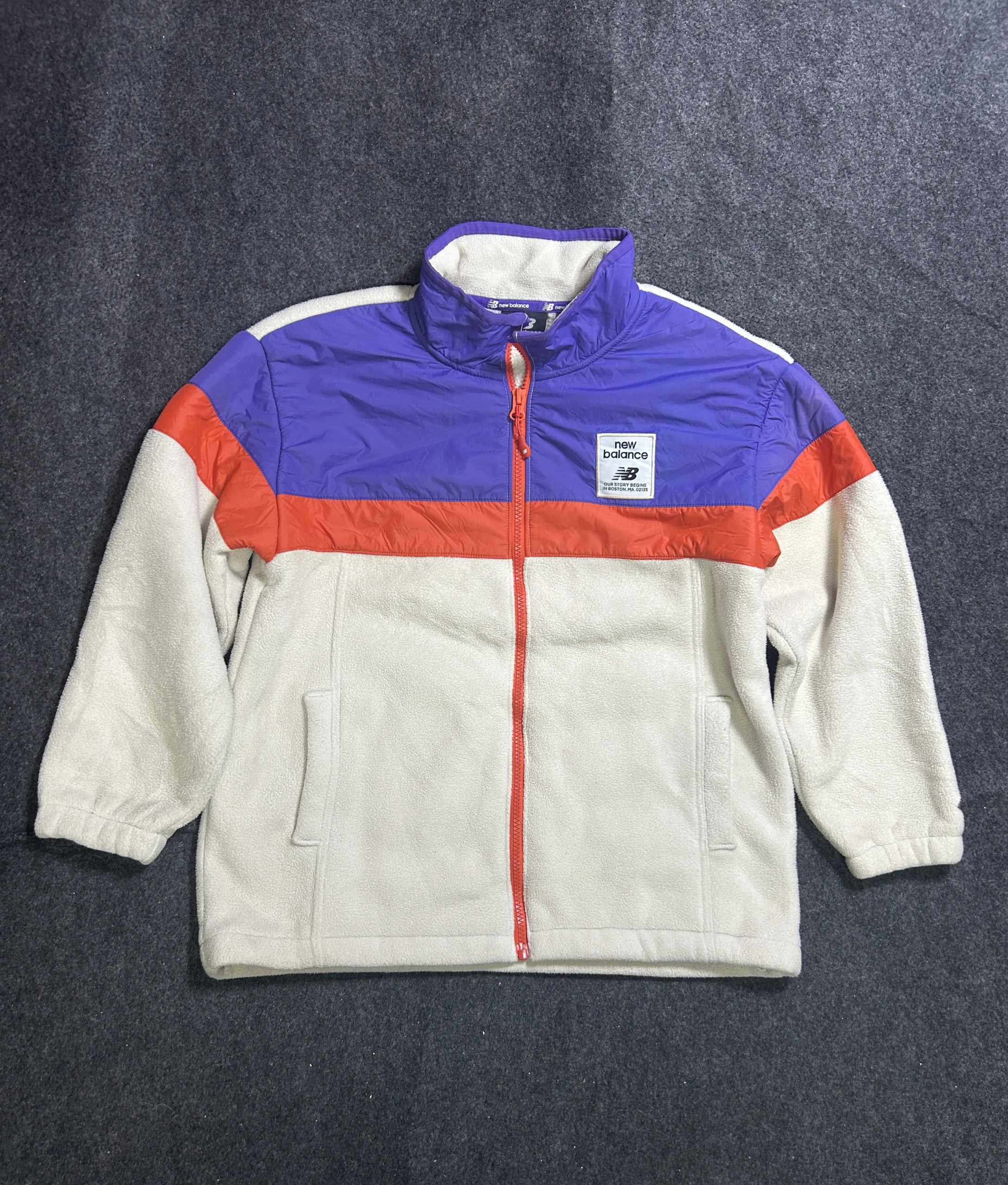 New Balance White Fleece Jacket front view