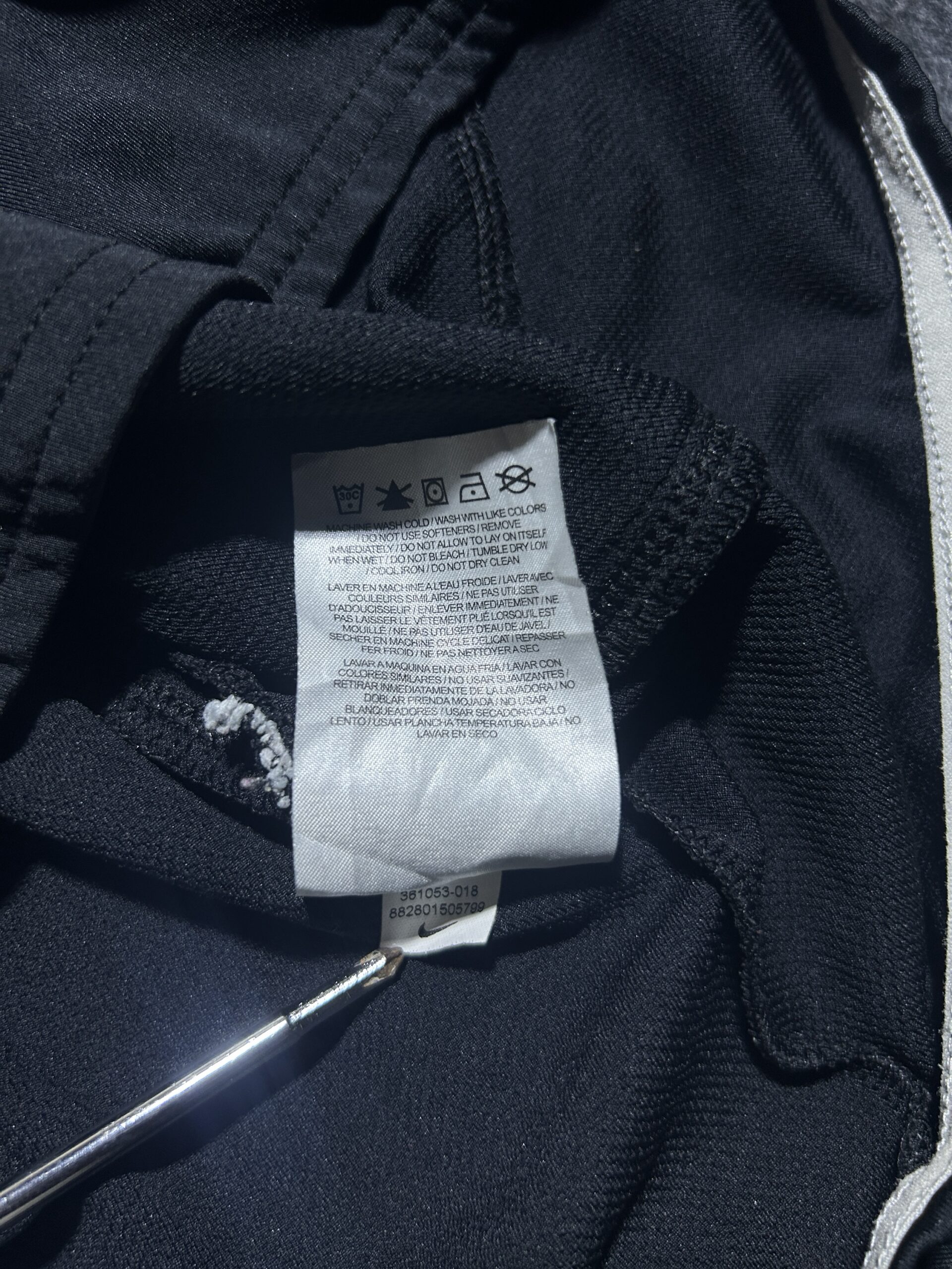Nike Dri-FIT Black Hoodie detail view