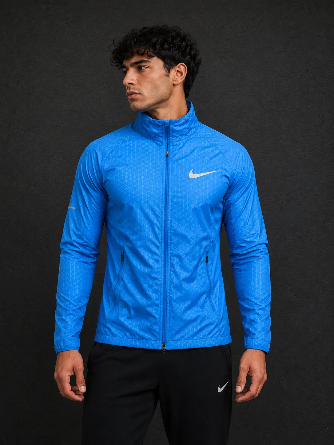 Nike Blue Windbreaker Jacket front view