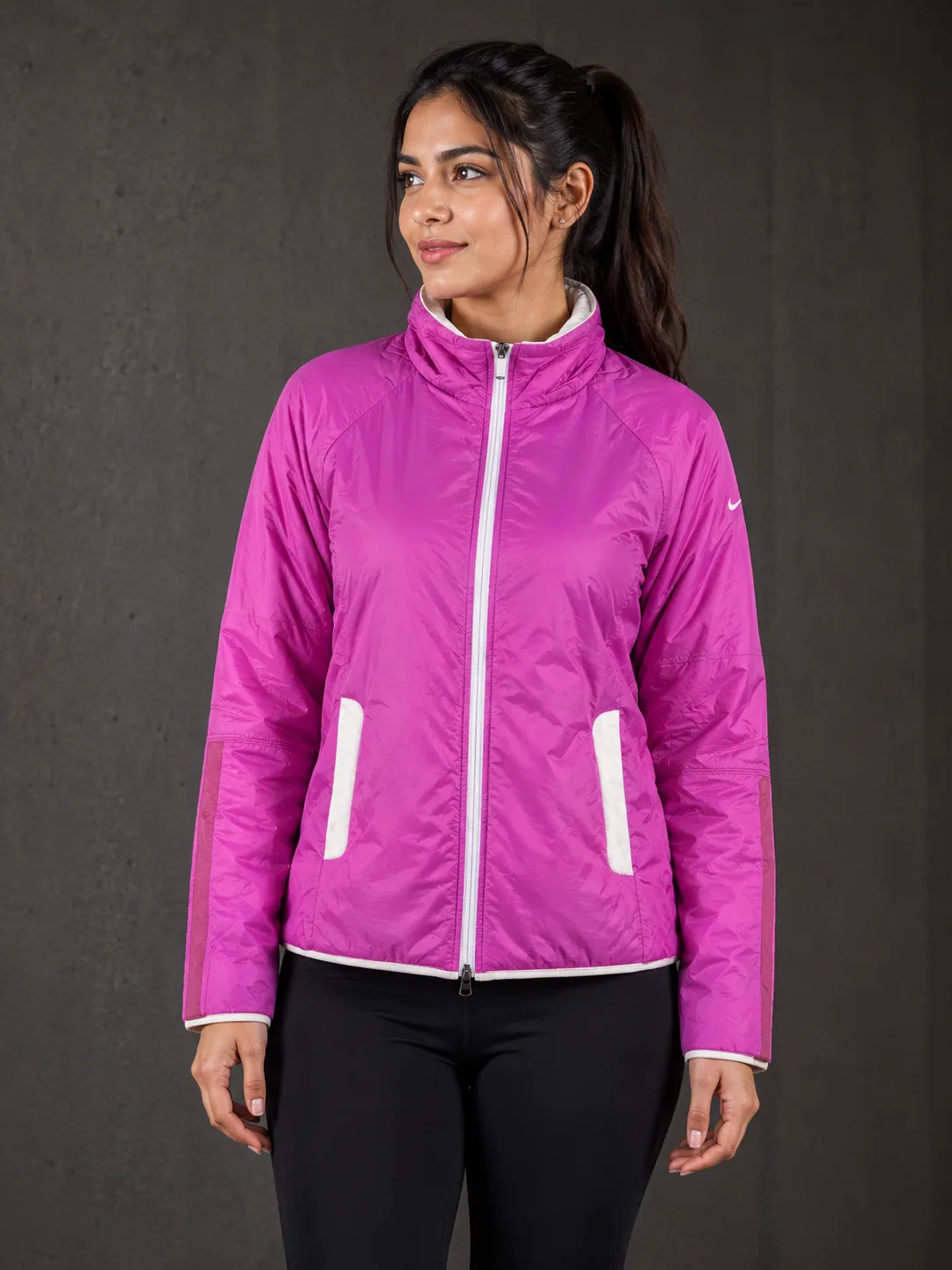 Nike Pink Puffer Jacket front view