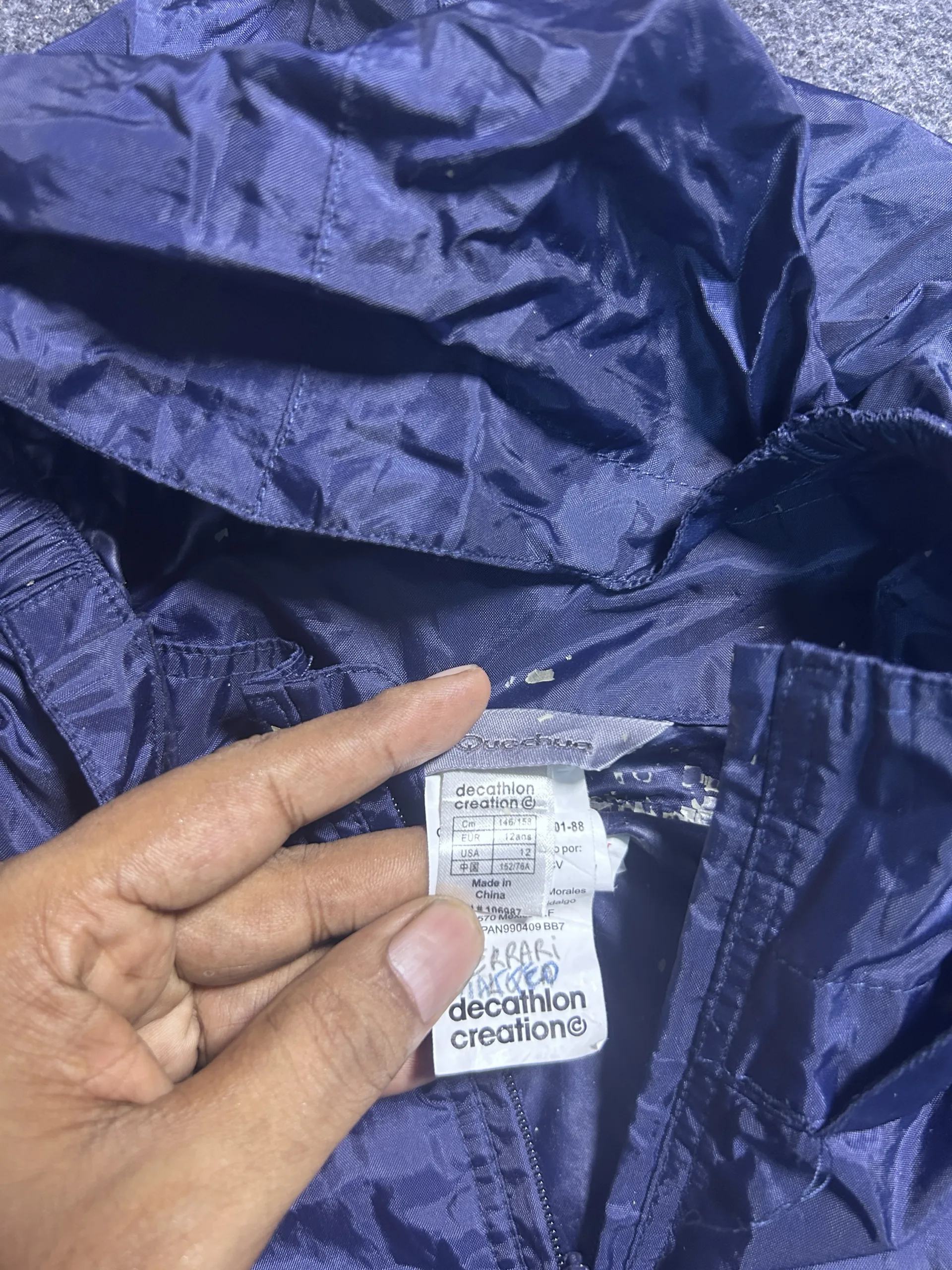 Navy Rain Jacket back view