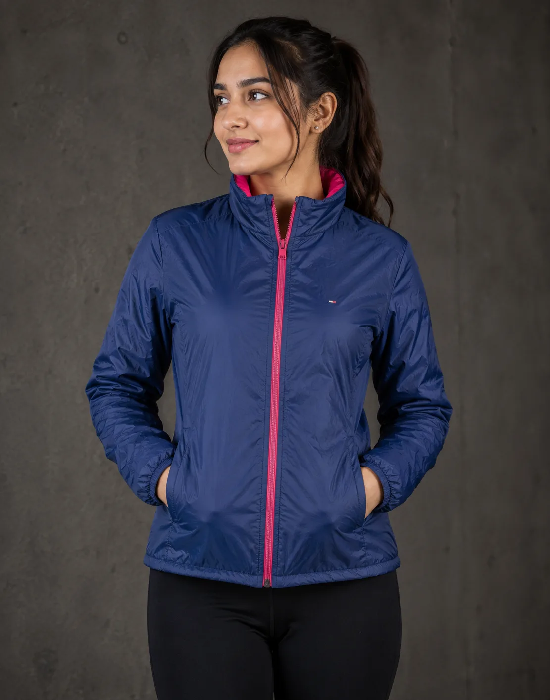 Tommy Hilfiger Navy Puffer Jacket front view