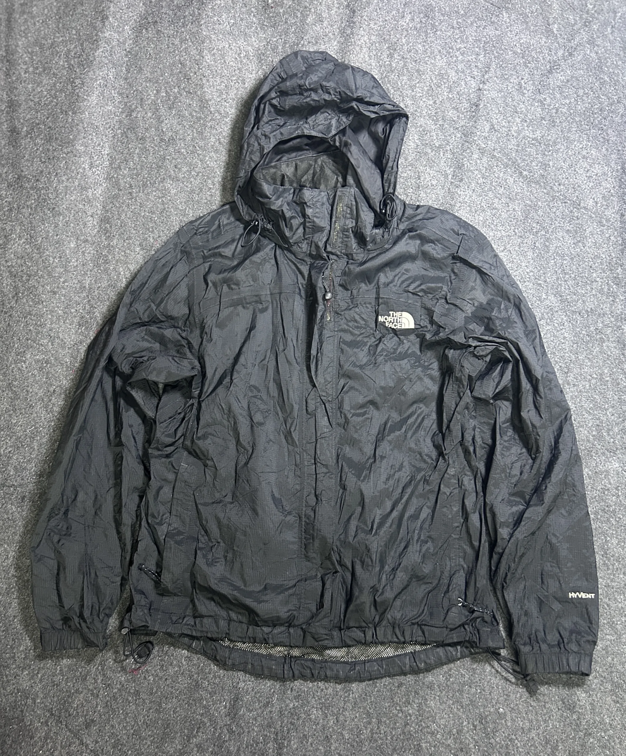 The North Face HyVent Black Windbreaker Jacket detail view
