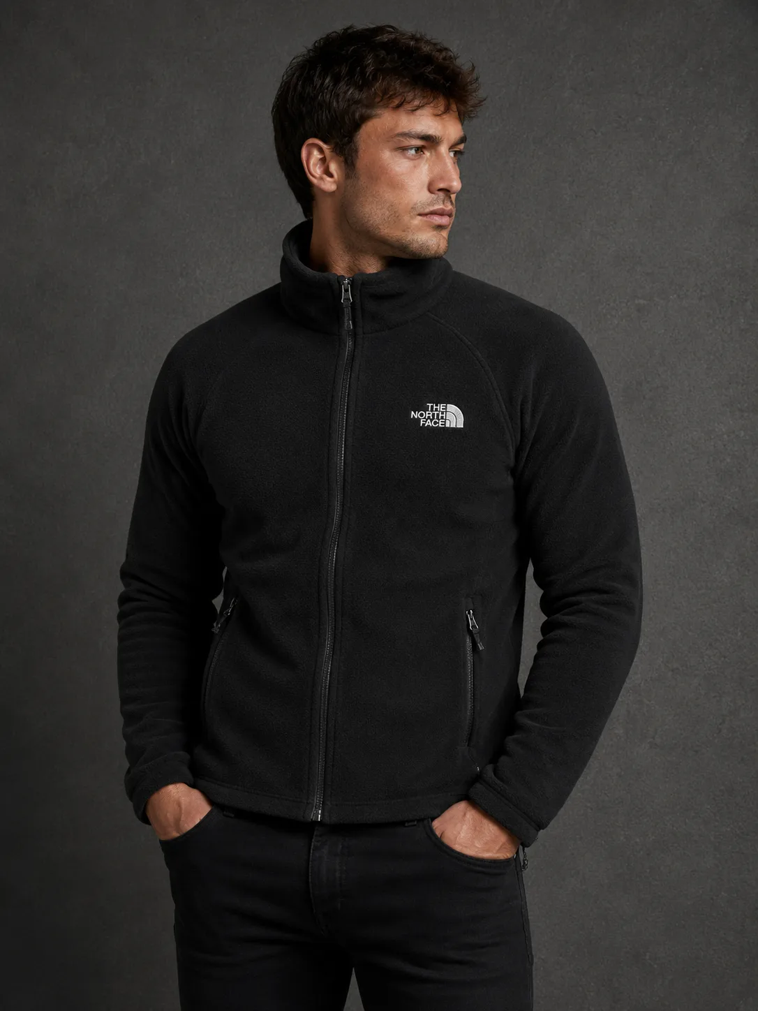 The North Face Black Fleece Jacket front view