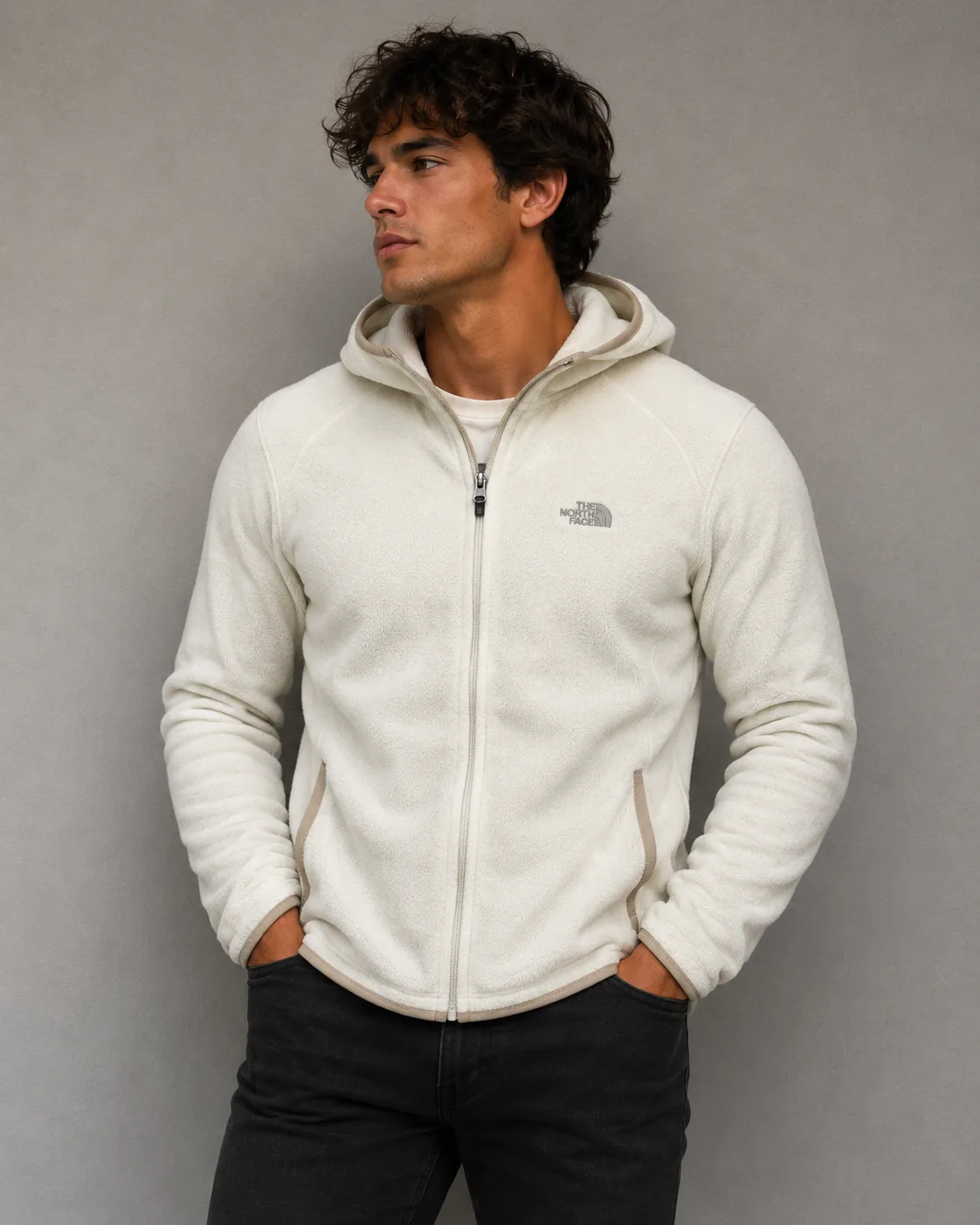 The North Face White Fleece Jacket front view