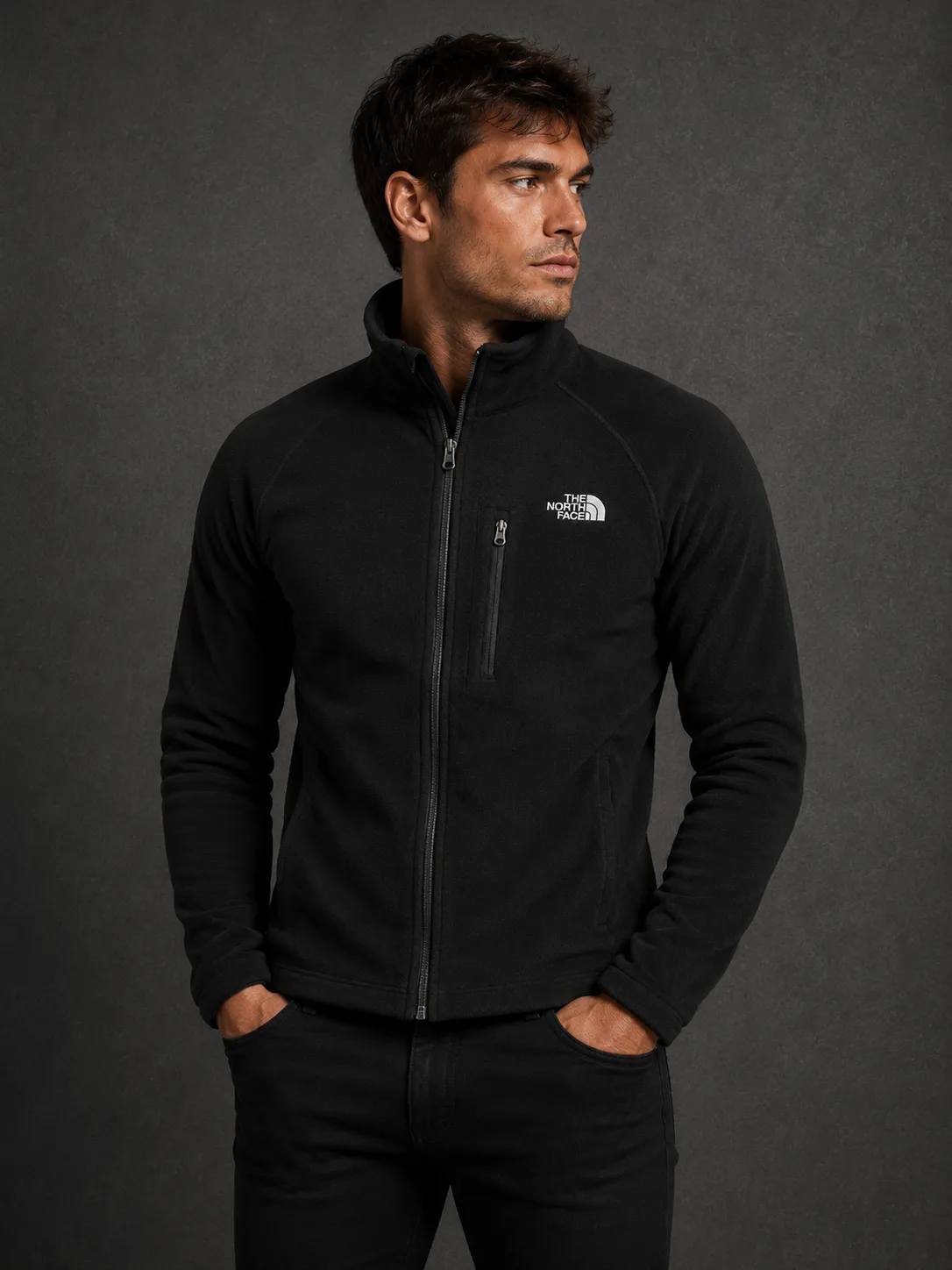 The North Face Black Fleece Jacket front view