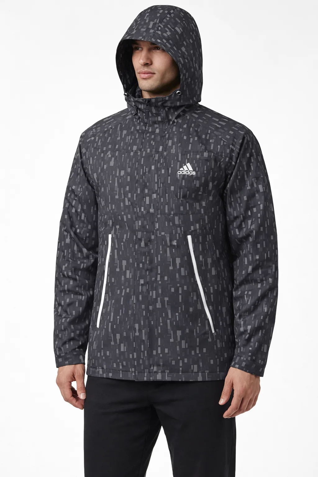 Adidas Black Windbreaker Jacket front view