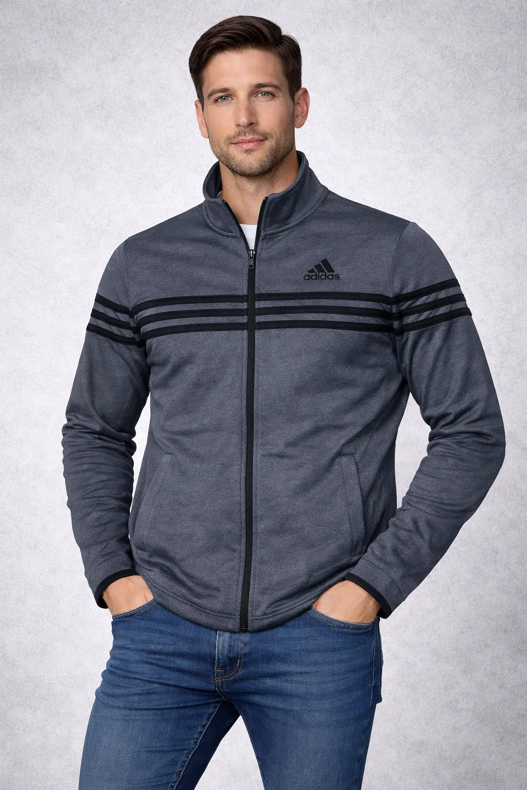 Adidas Grey Track Jacket front view