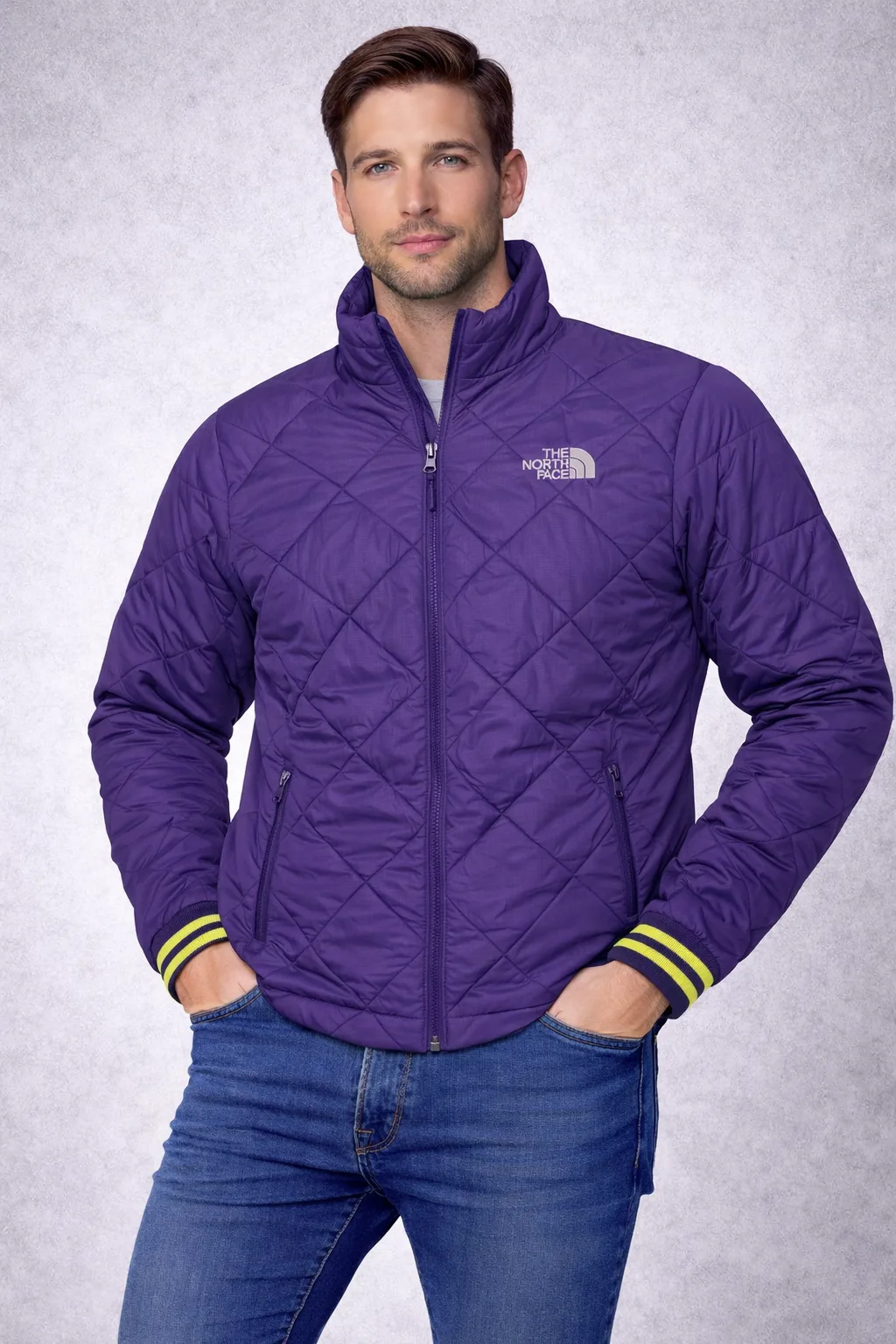 The North Face Purple Puffer Jacket front view