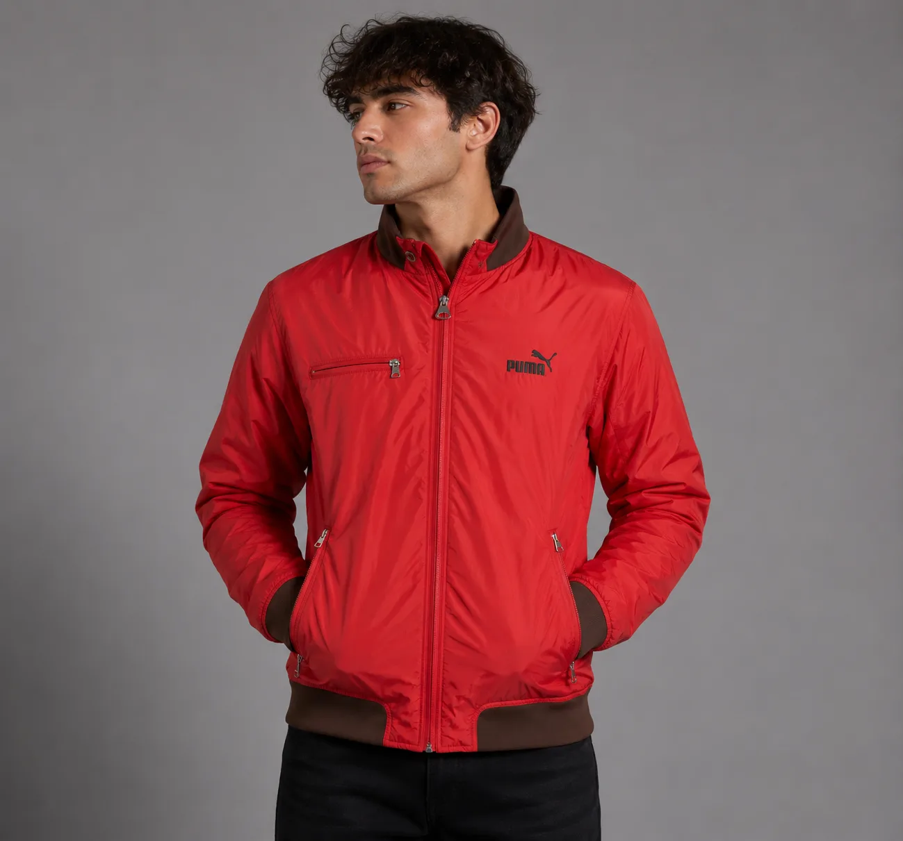 Puma Red Windbreaker Jacket front view