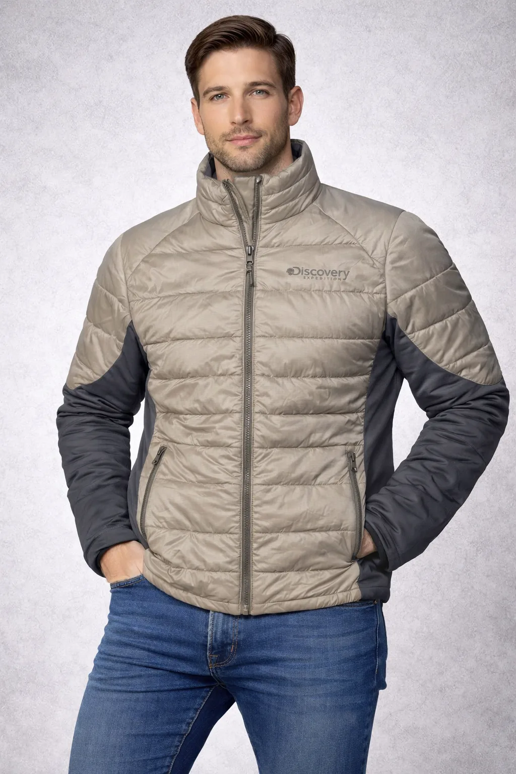 Beige Puffer Jacket front view