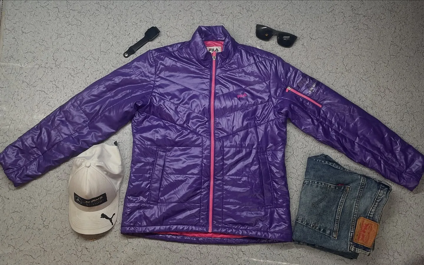 FILA Purple Puffer Jacket front view