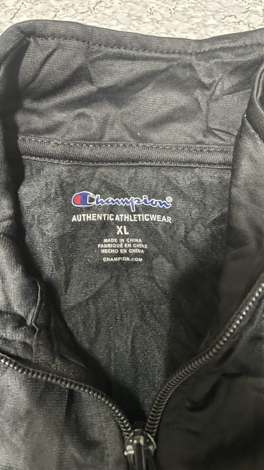 Champion Black Track Jacket detail view