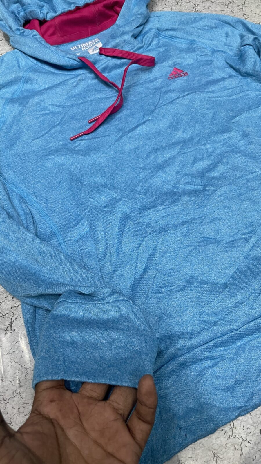 Adidas Blue Hoodie detail view