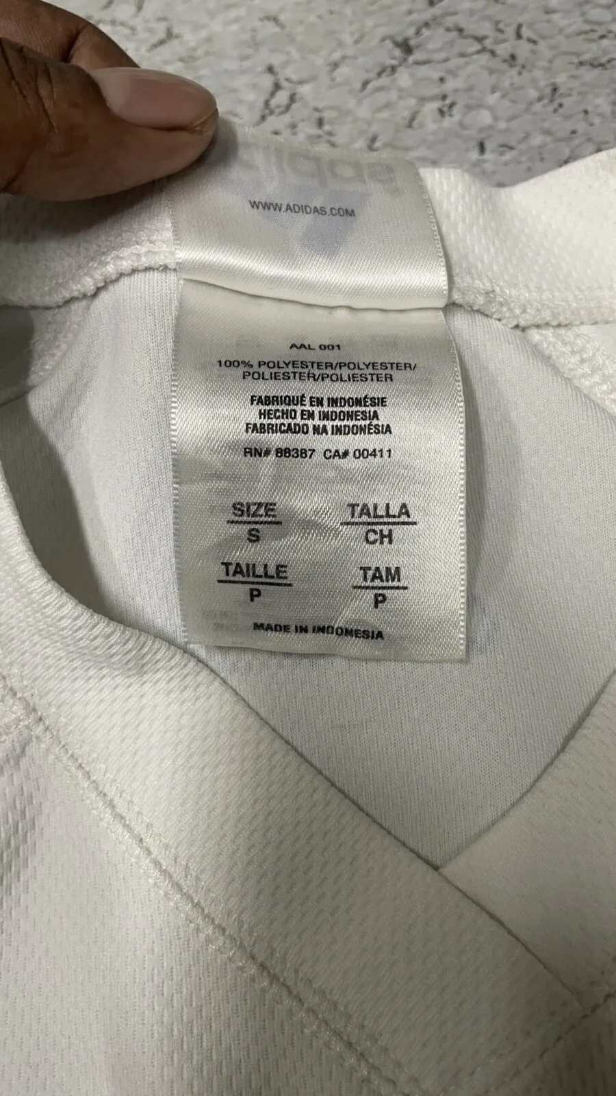 Adidas White T-Shirt detail view